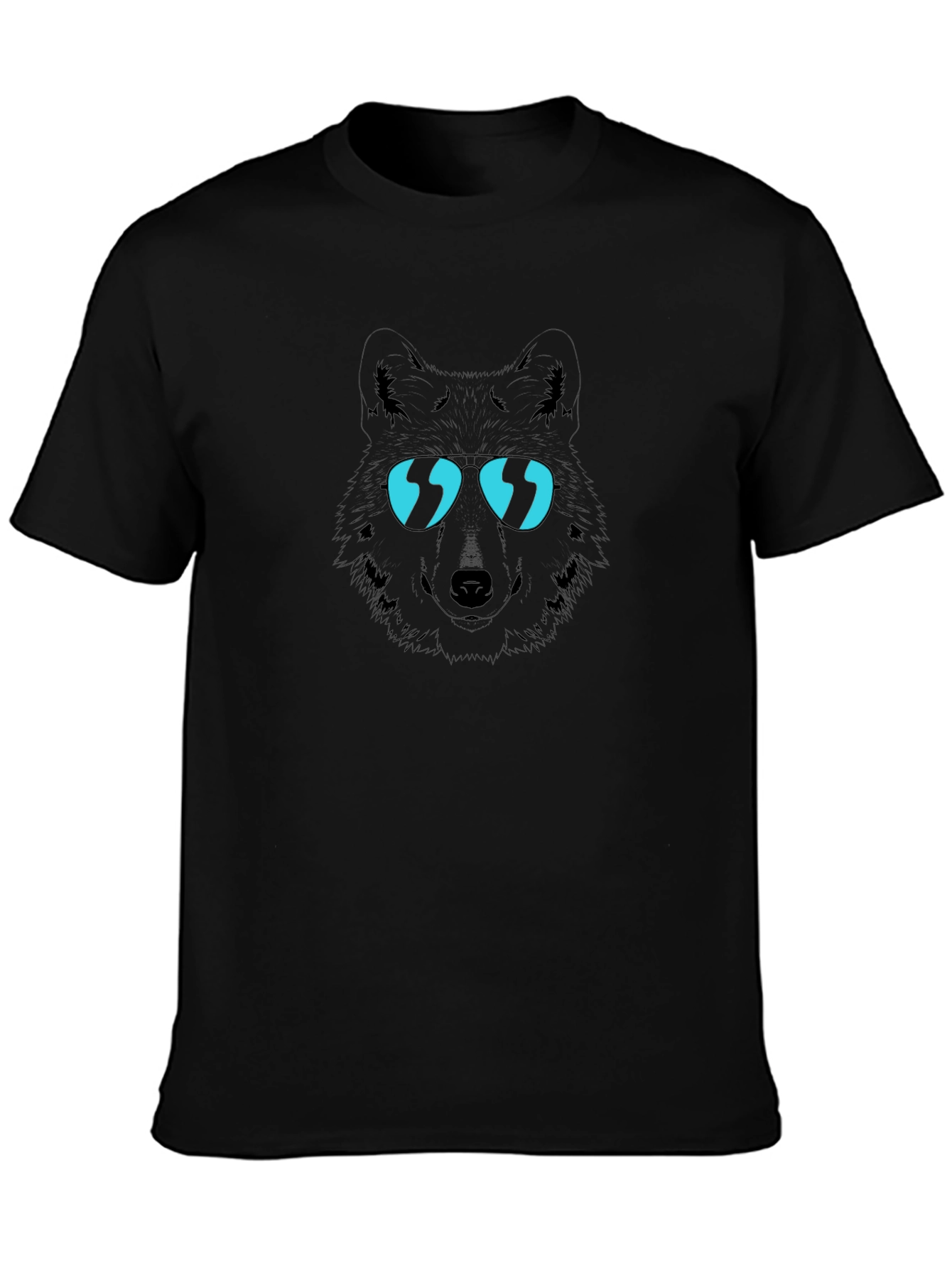 Cool Wolf Graphic Tee - Black Cotton T-Shirt