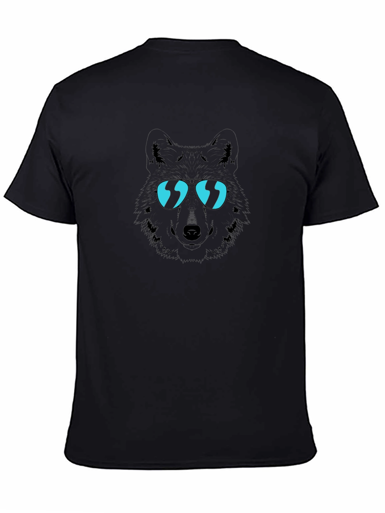 Cool Wolf Graphic Tee - Black Cotton T-Shirt