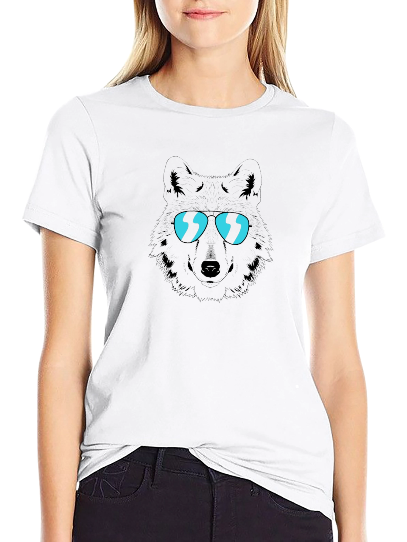 Cool Wolf Graphic Tee - Black Cotton T-Shirt