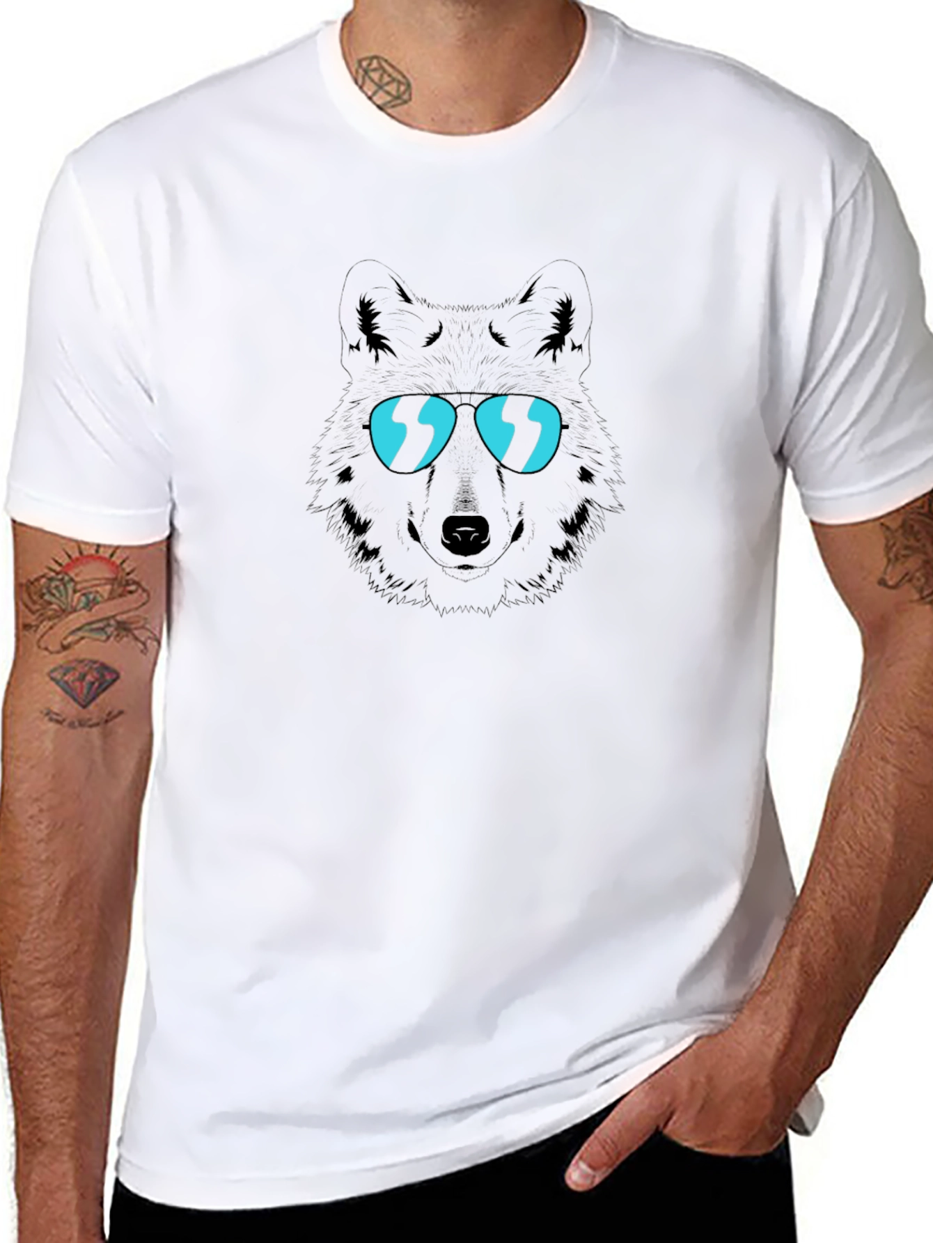 Cool Wolf Graphic Tee - Black Cotton T-Shirt