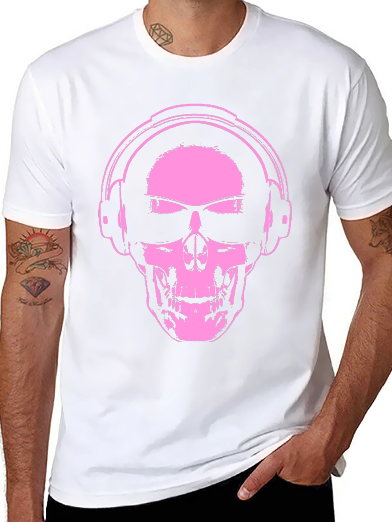 Skull With Headphones Graphic T-Shirt