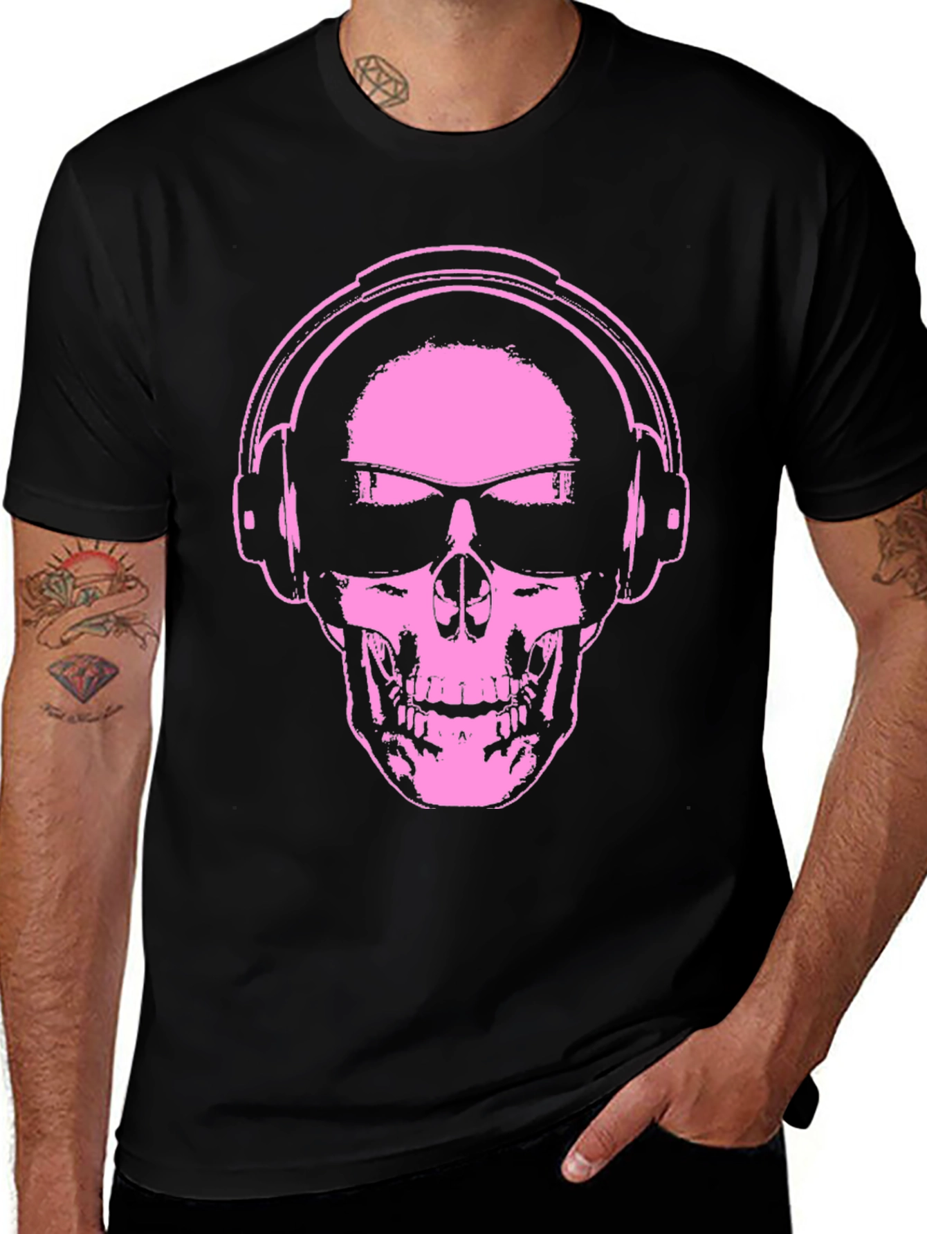 Skull With Headphones Graphic T-Shirt