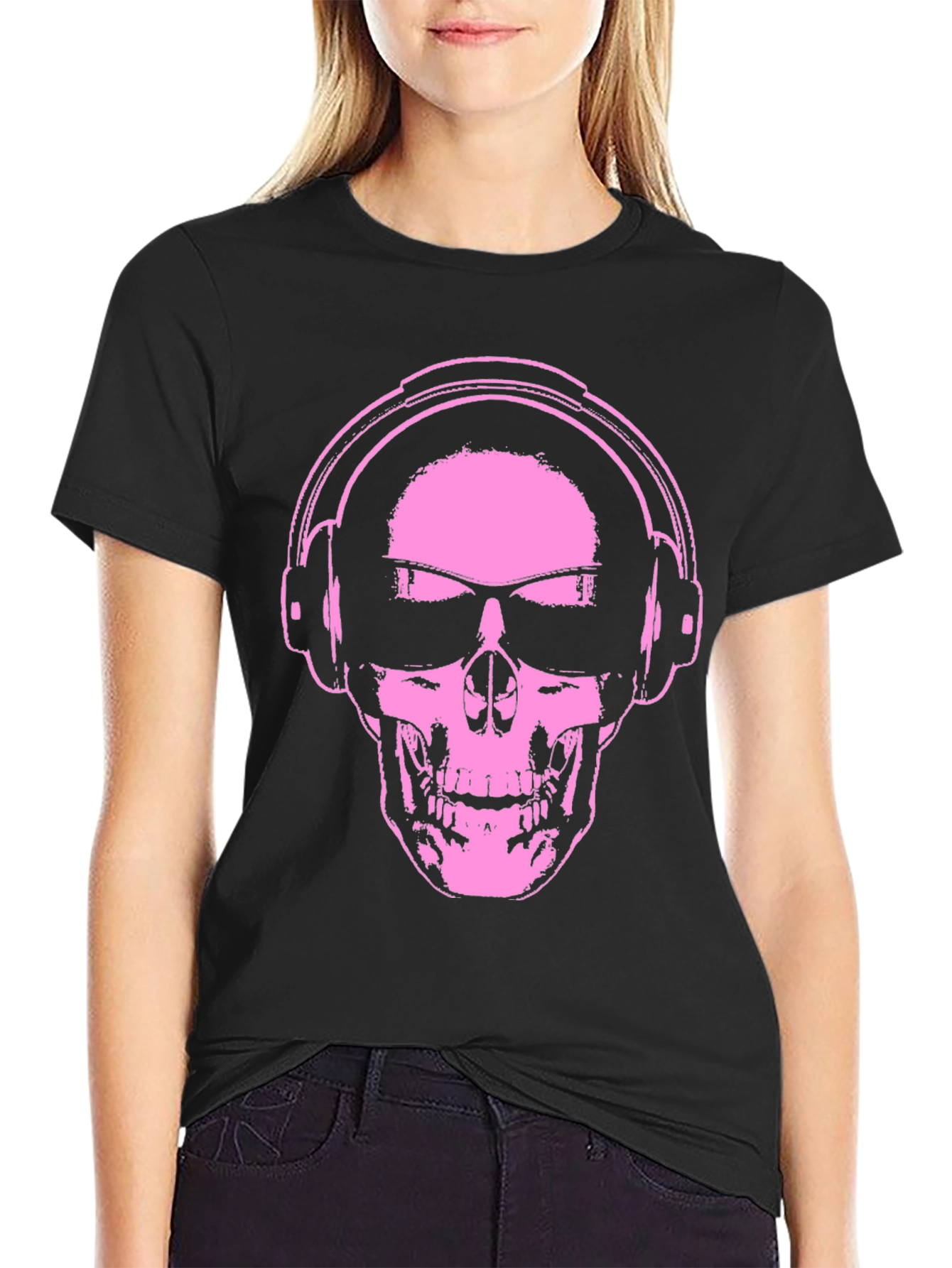 Skull With Headphones Graphic T-Shirt