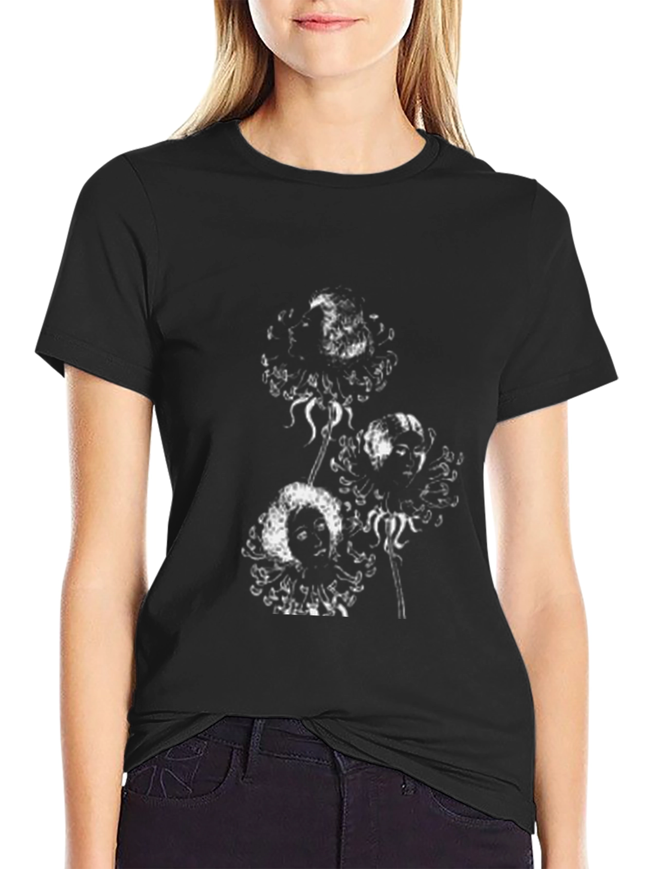 Unique Graphic Tee - Floral Skull Design