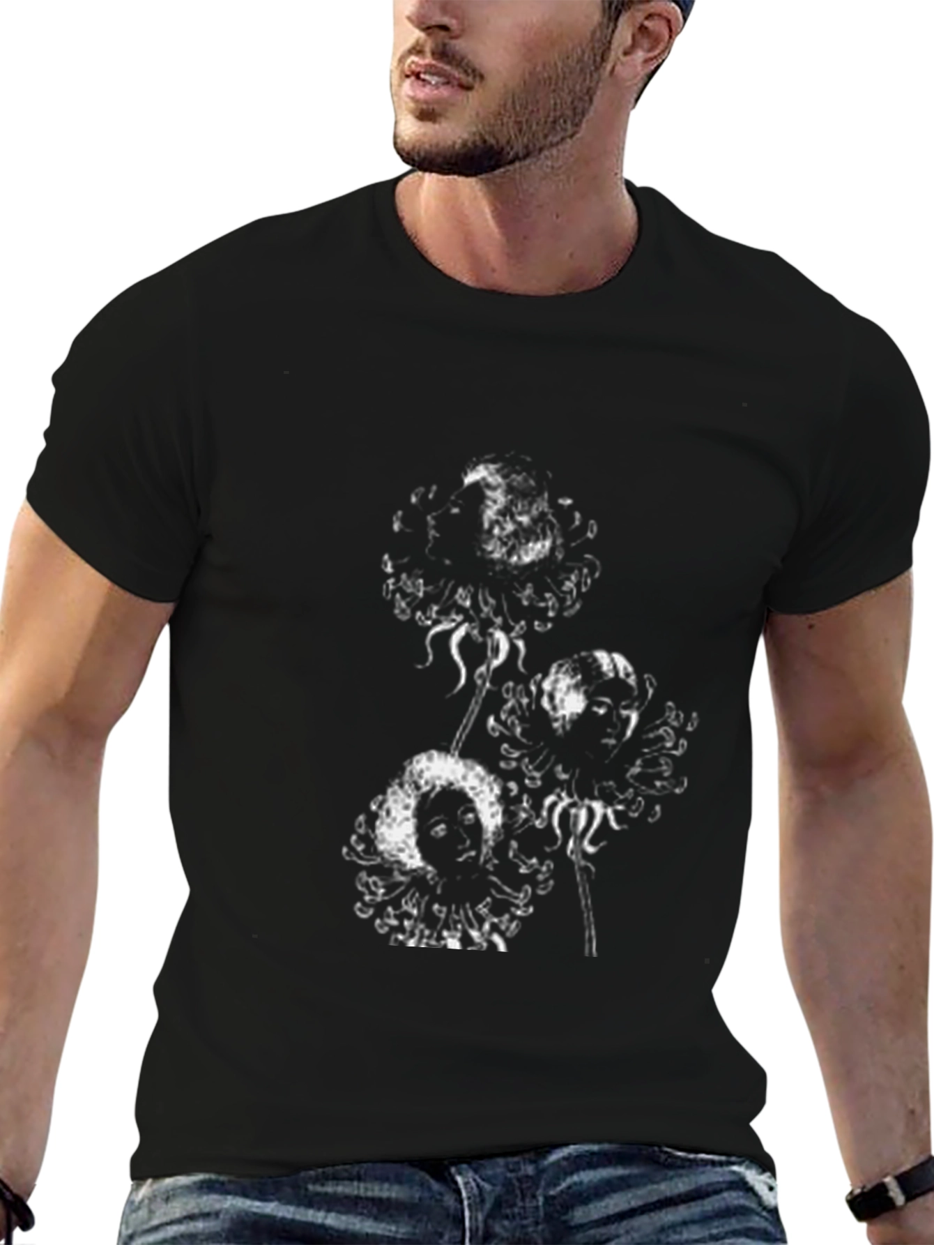 Unique Graphic Tee - Floral Skull Design
