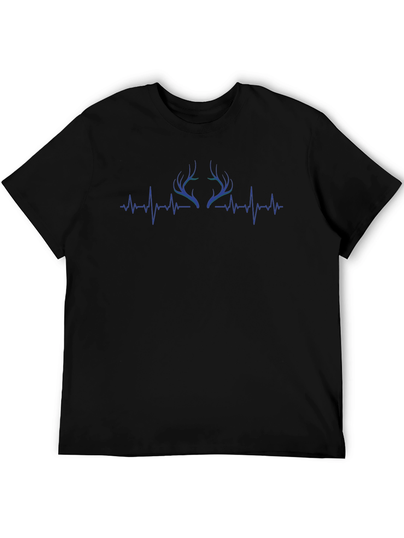 Deer Antler Heartbeat Graphic Tee - Black