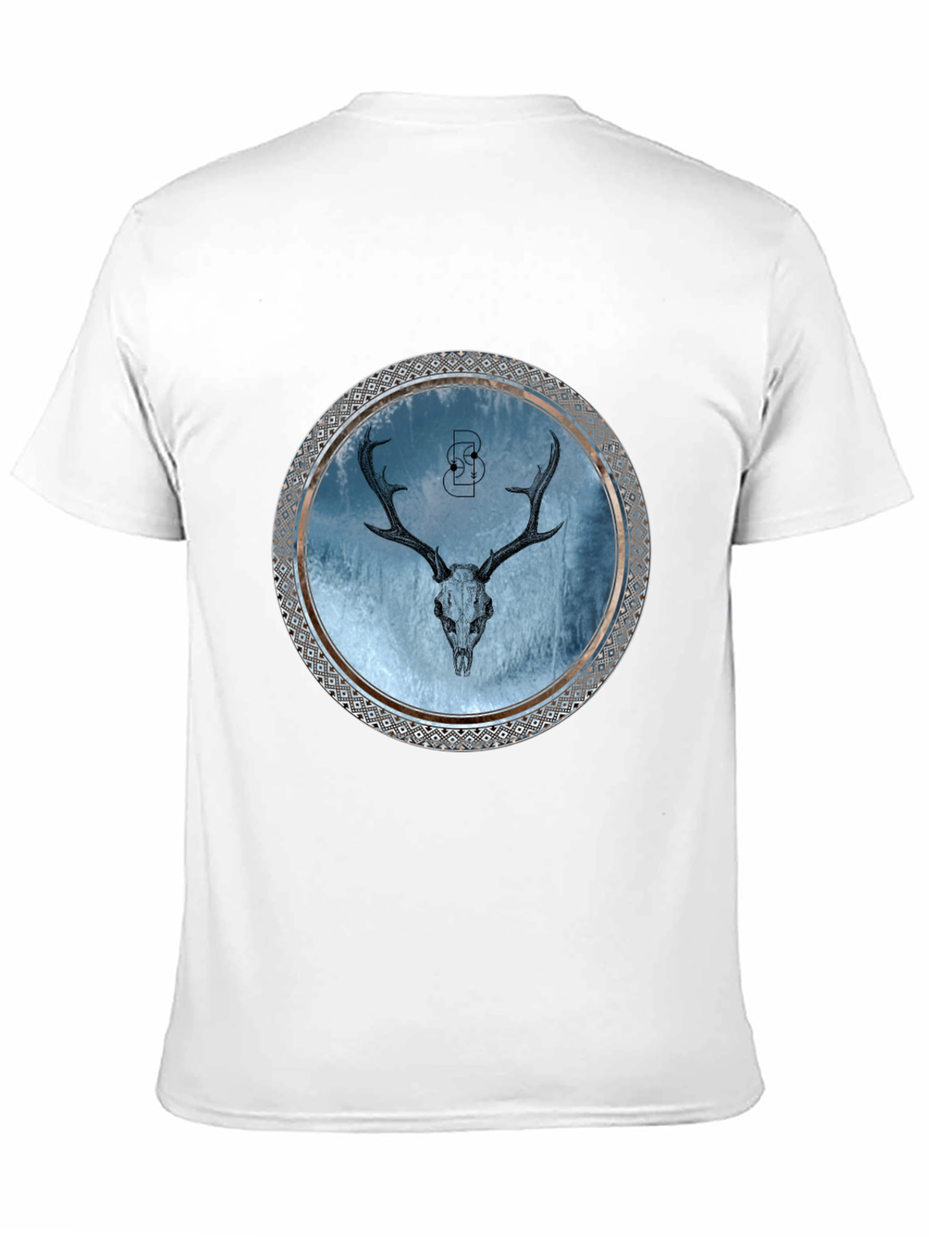 Skull Deer Graphic Print Mens Black T-Shirt