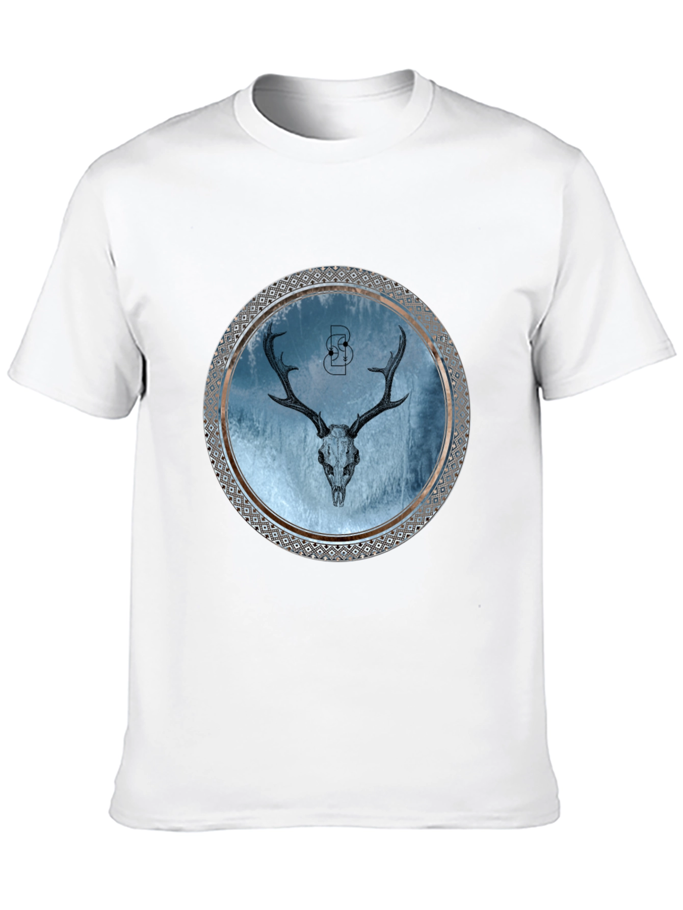 Skull Deer Graphic Print Mens Black T-Shirt