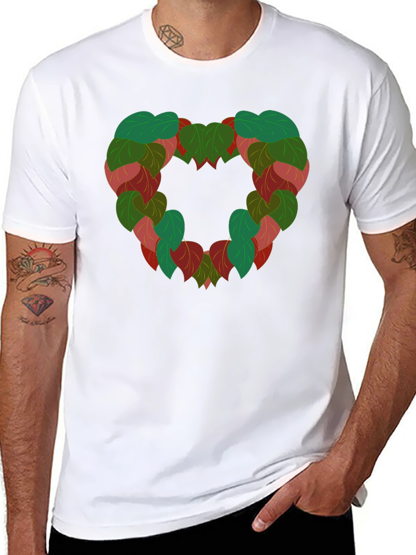 Leaf Heart Graphic Tee - Nature Love Shirt