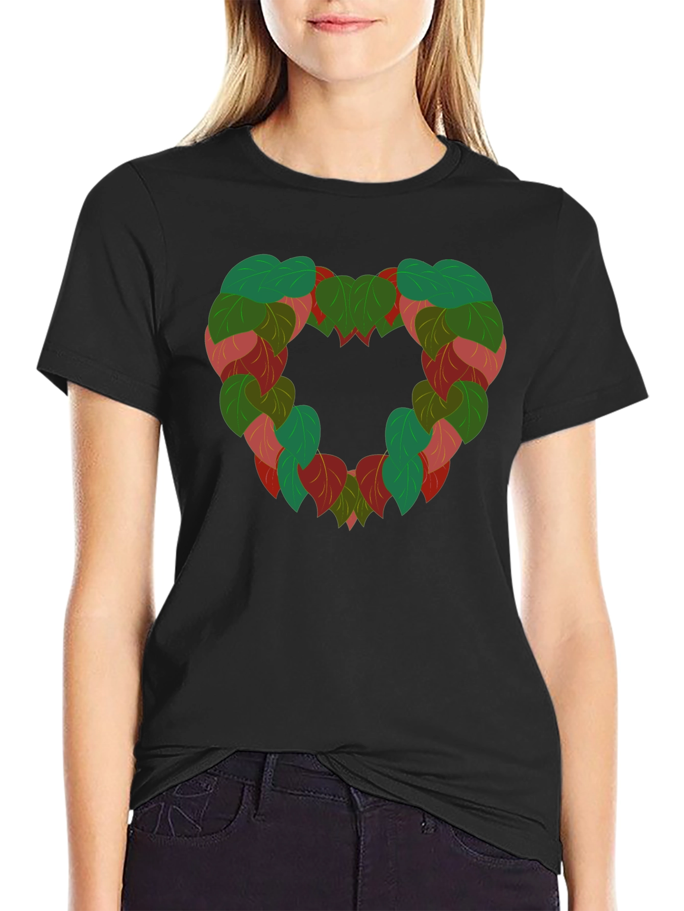 Leaf Heart Graphic Tee - Nature Love Shirt