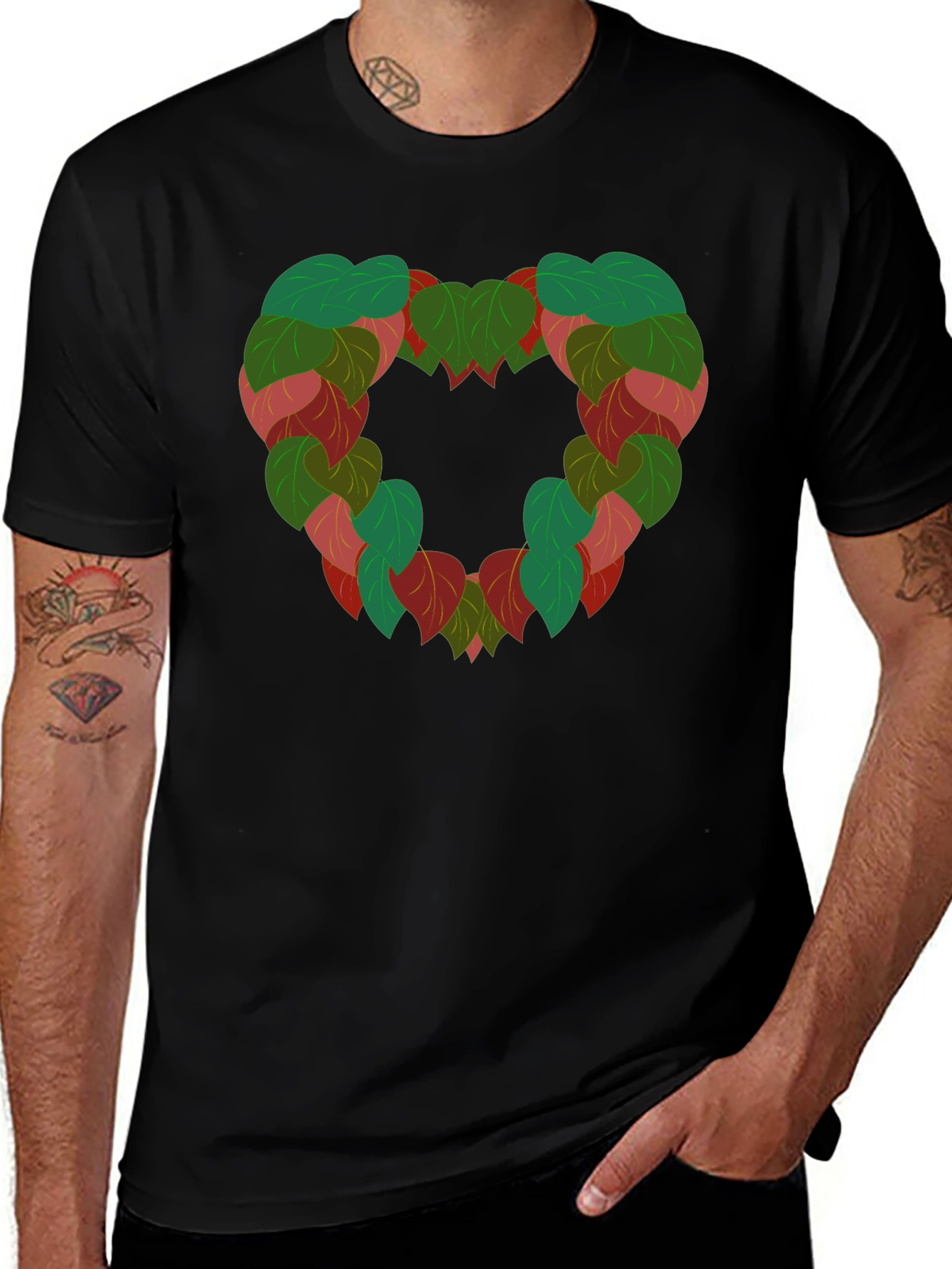 Leaf Heart Graphic Tee - Nature Love Shirt