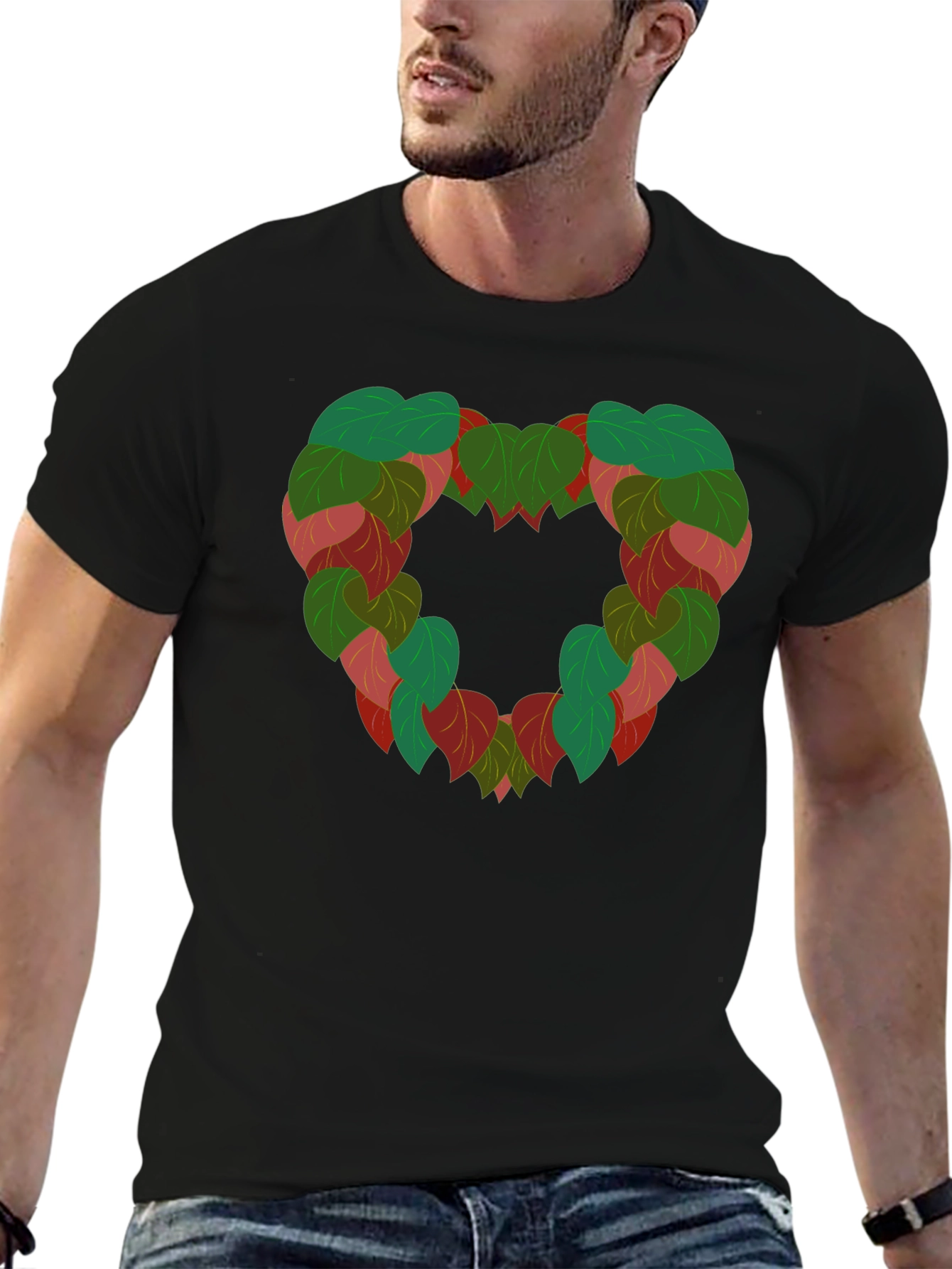 Leaf Heart Graphic Tee - Nature Love Shirt