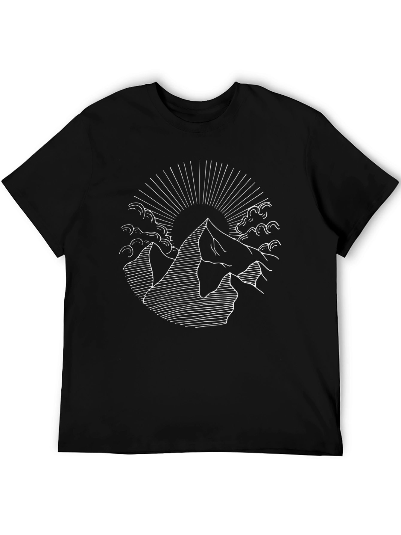 Mountain Sunrise Graphic Tee - Black Cotton Blend