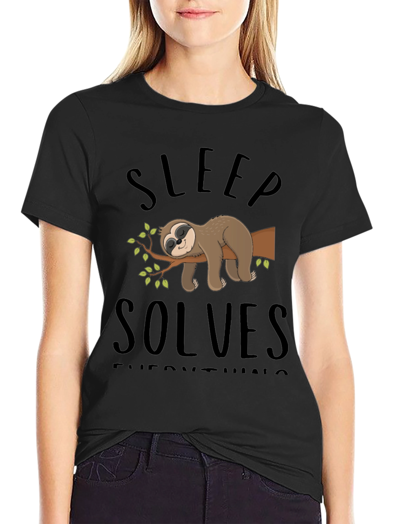 Sleep Solves Everything Sloth Graphic Tee