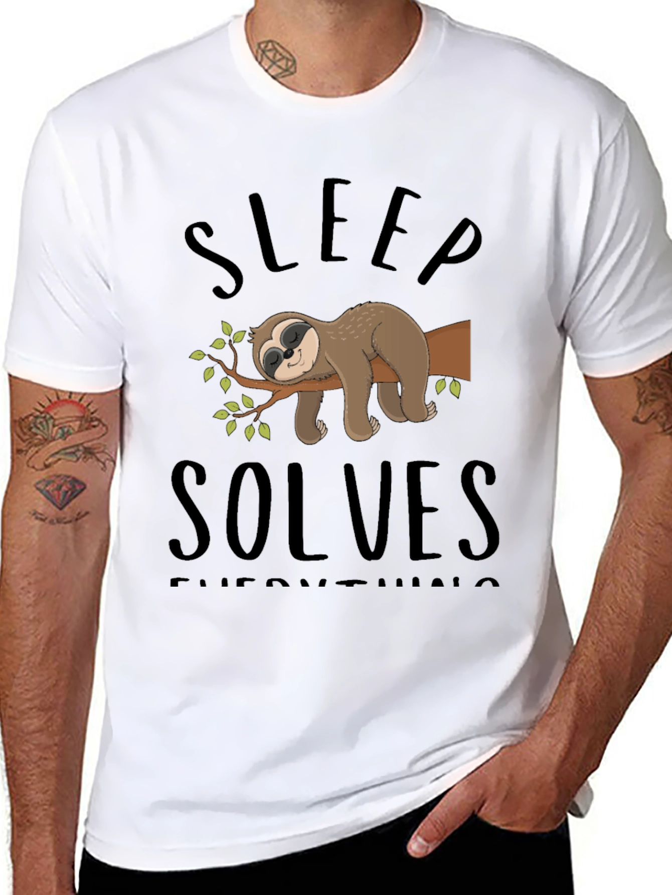 Sleep Solves Everything Sloth Graphic Tee