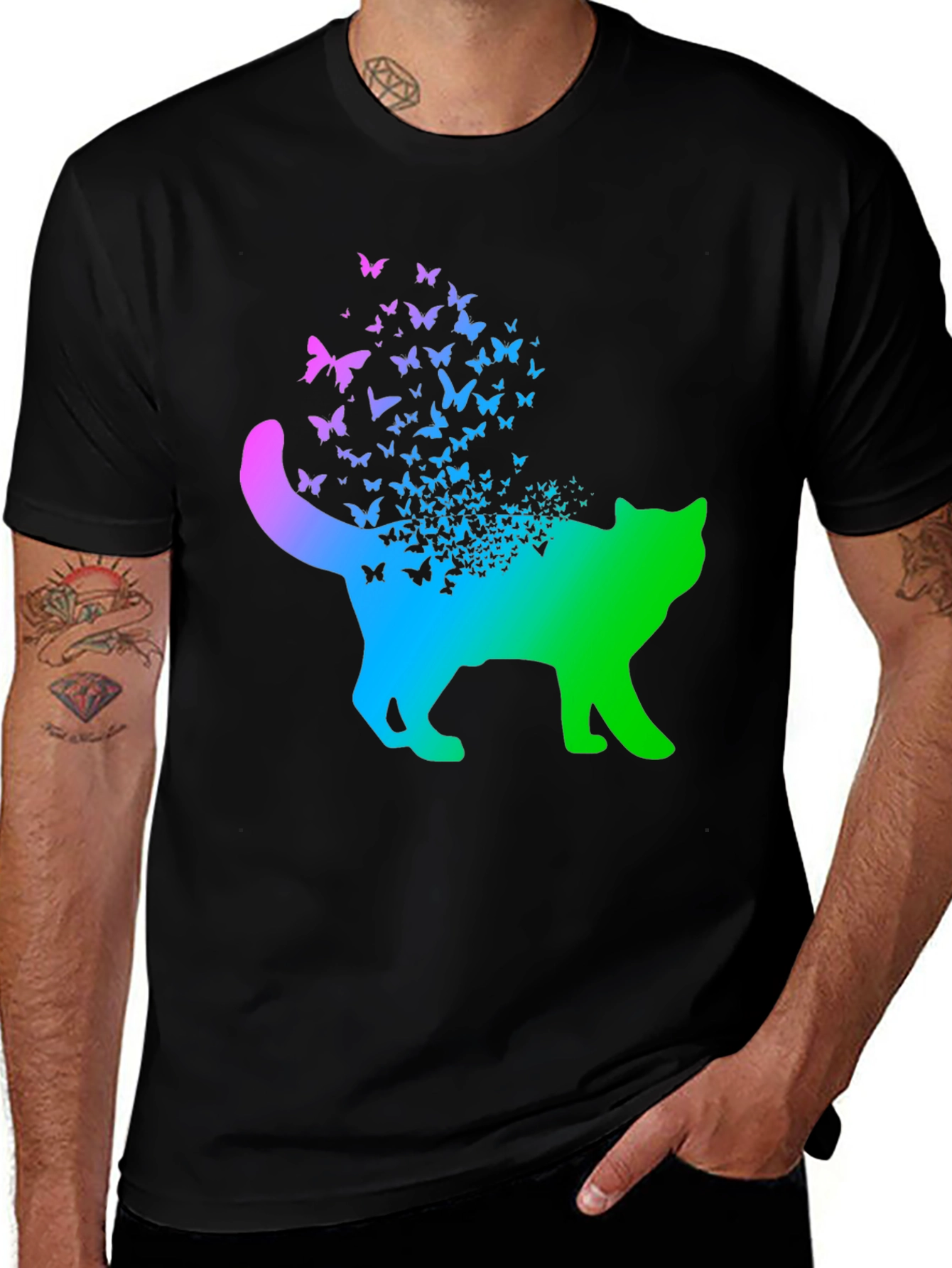 Butterfly Cat T-Shirt - Gradient Design