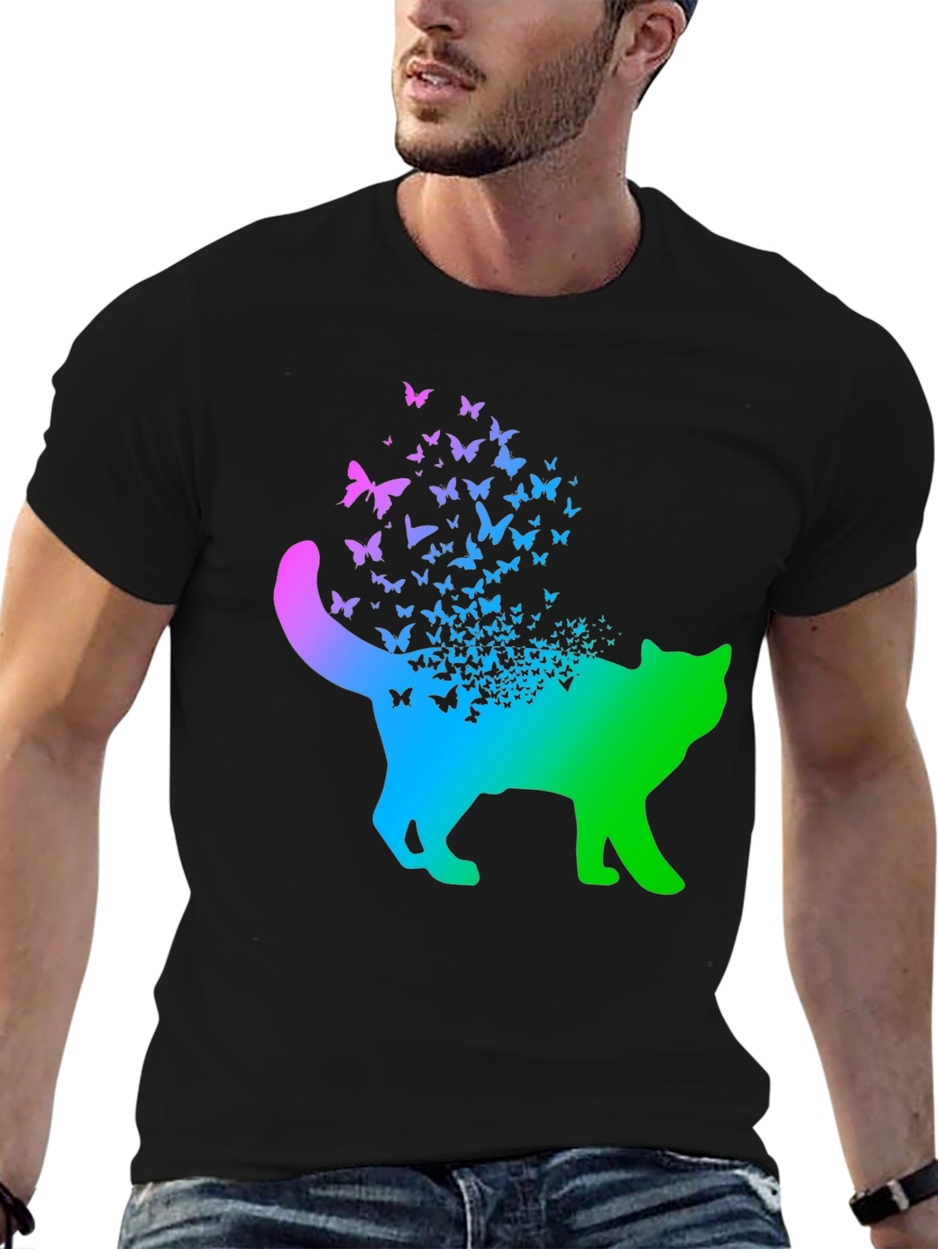 Butterfly Cat T-Shirt - Gradient Design