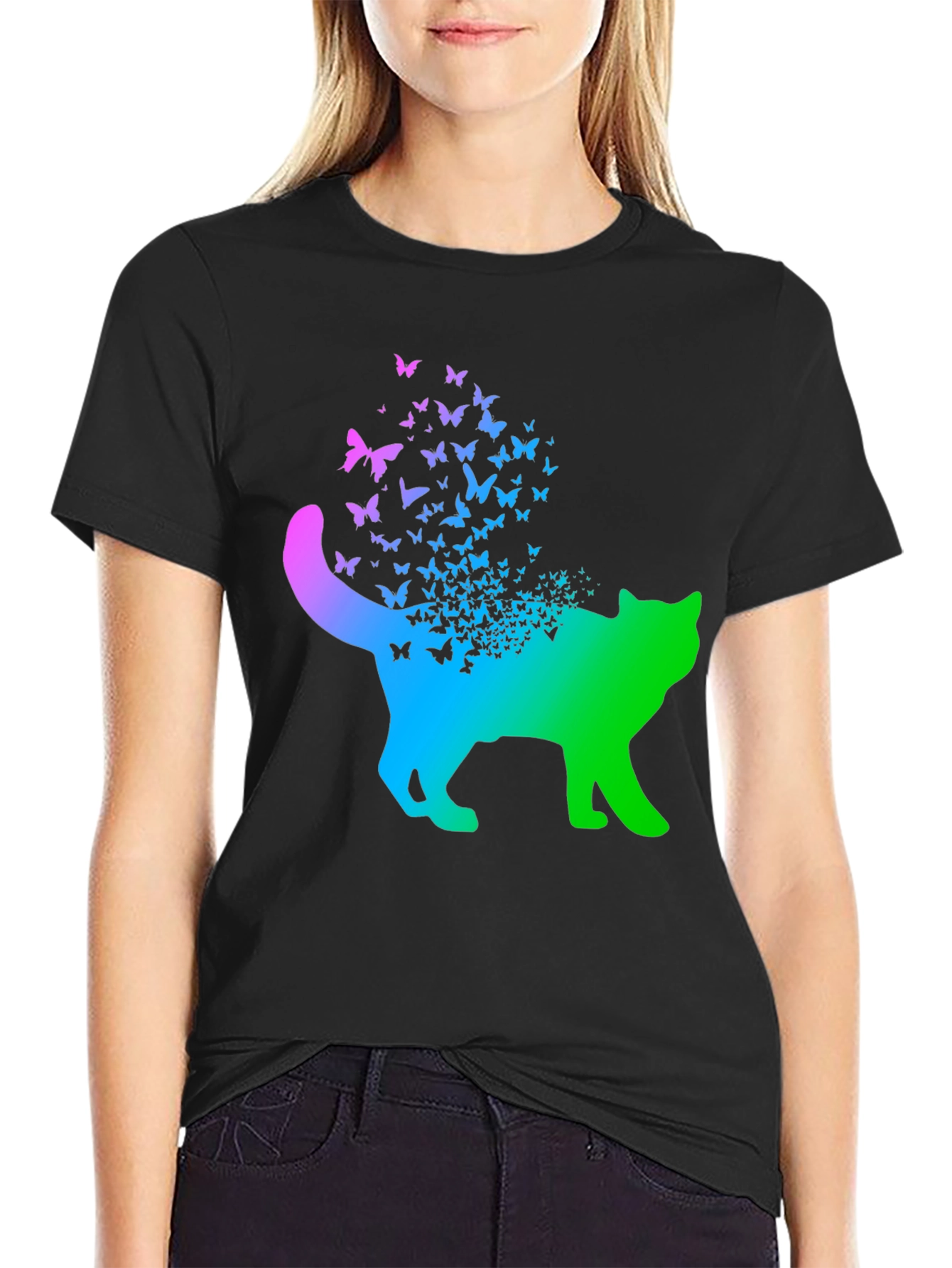Butterfly Cat T-Shirt - Gradient Design