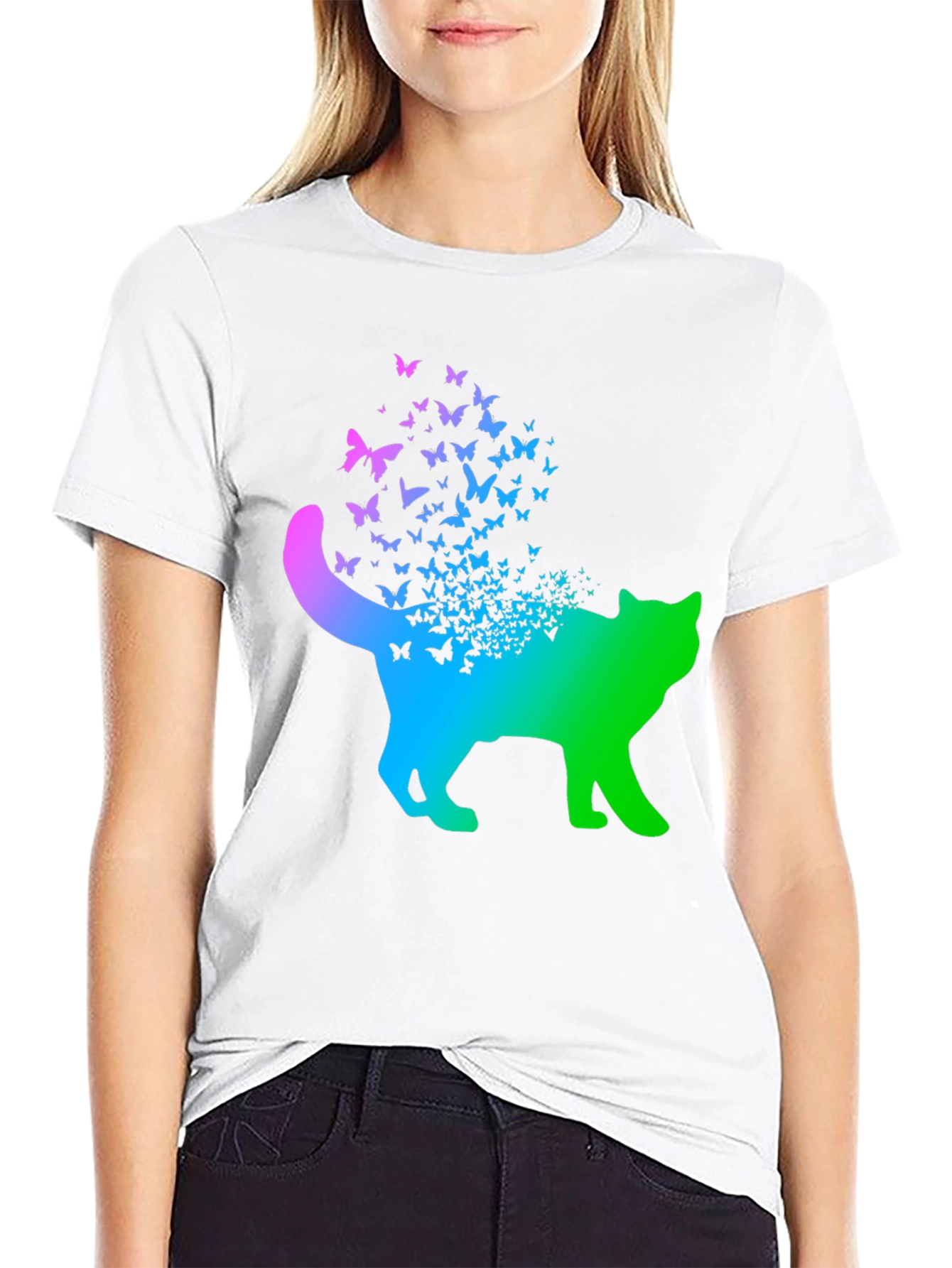 Butterfly Cat T-Shirt - Gradient Design