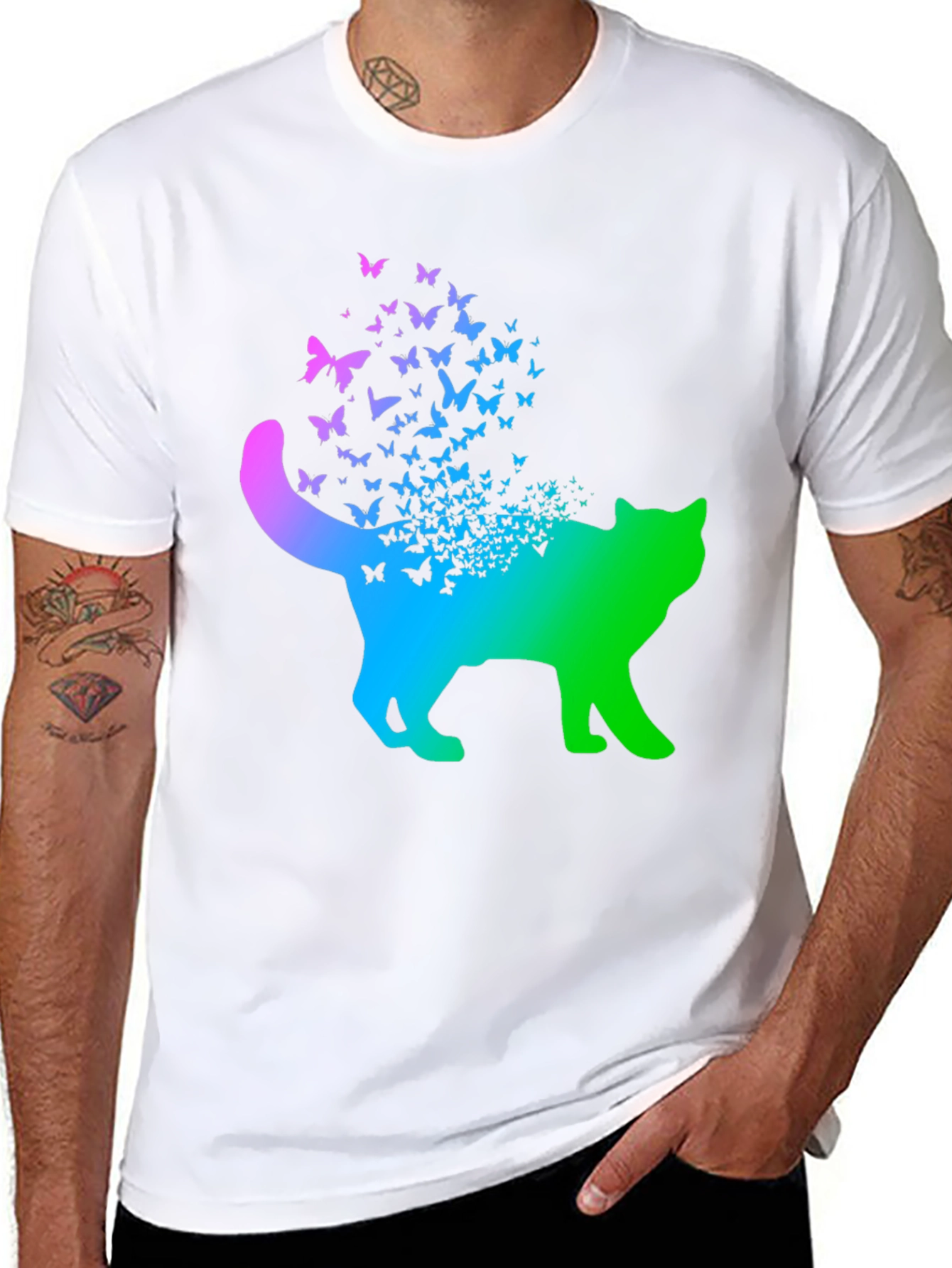 Butterfly Cat T-Shirt - Gradient Design