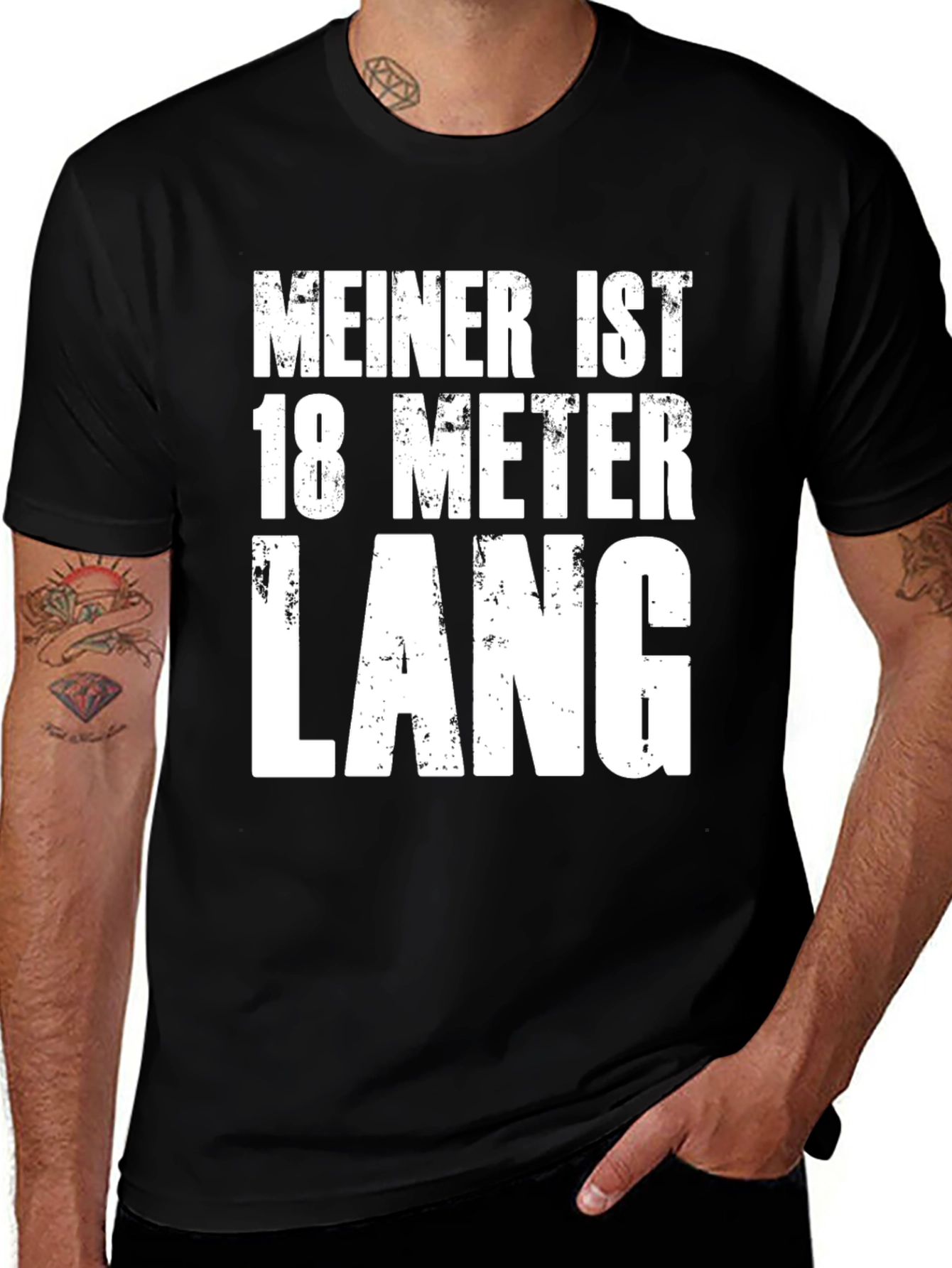 Humorous Meiner Ist 18 Meter Lang Black T-Shirt