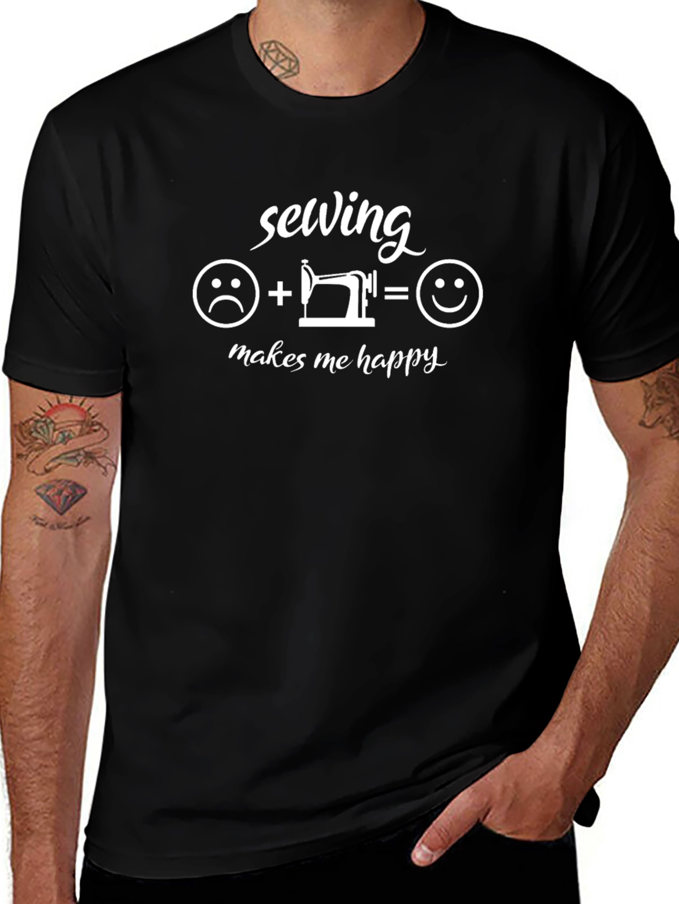 Sewing Makes Me Happy T-Shirt - Black