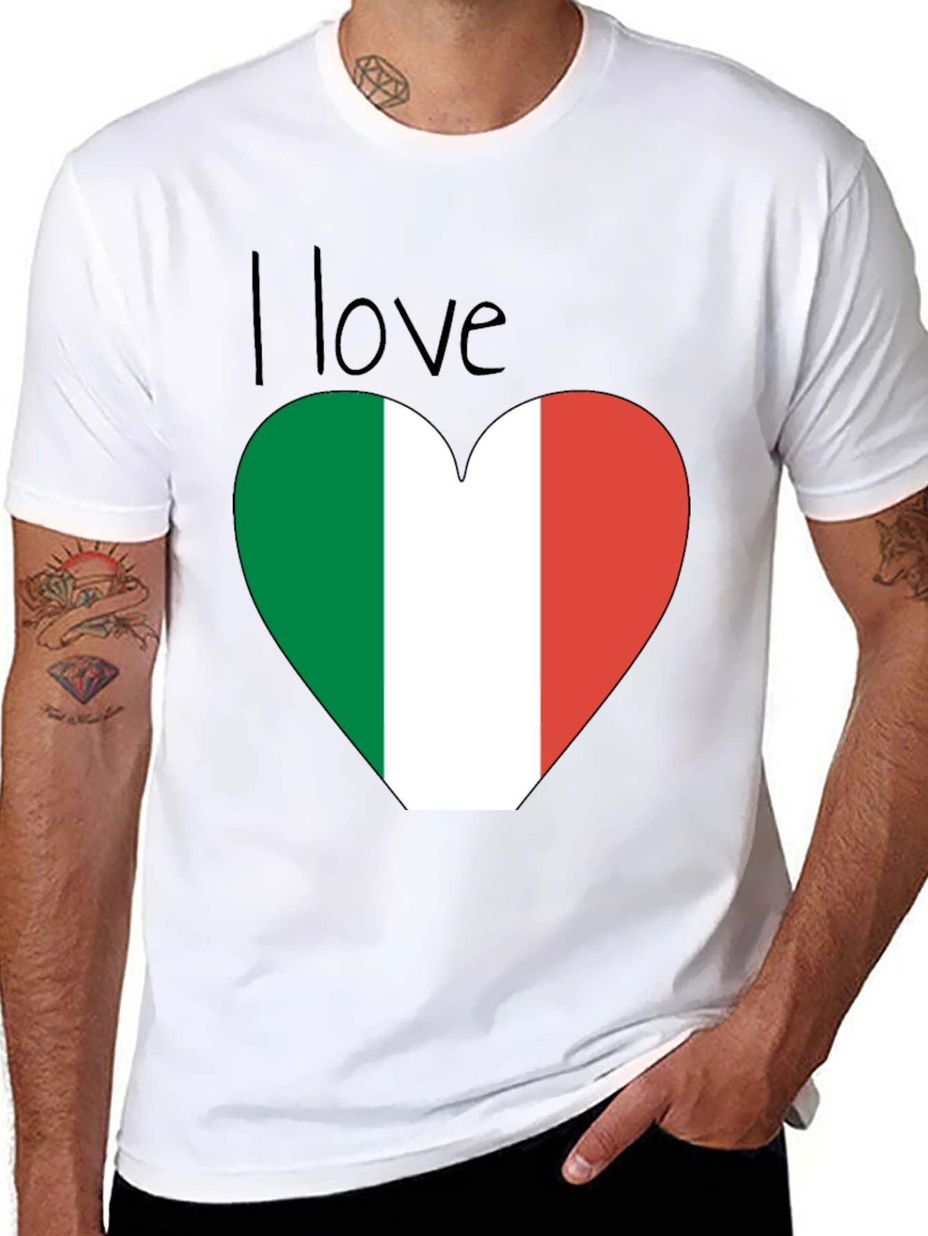 I Love Italy Heart Flag T-Shirt