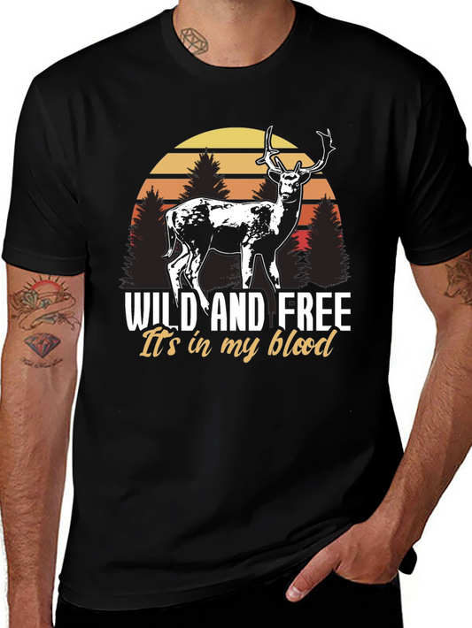 Wild and Free Deer Graphic Tee - Nature Lover Shirt