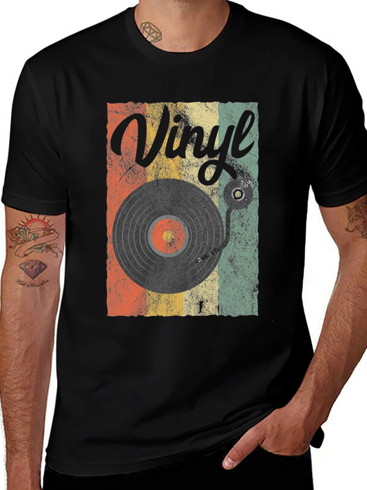 Vintage Vinyl Record Player Retro Style Graphic Tee