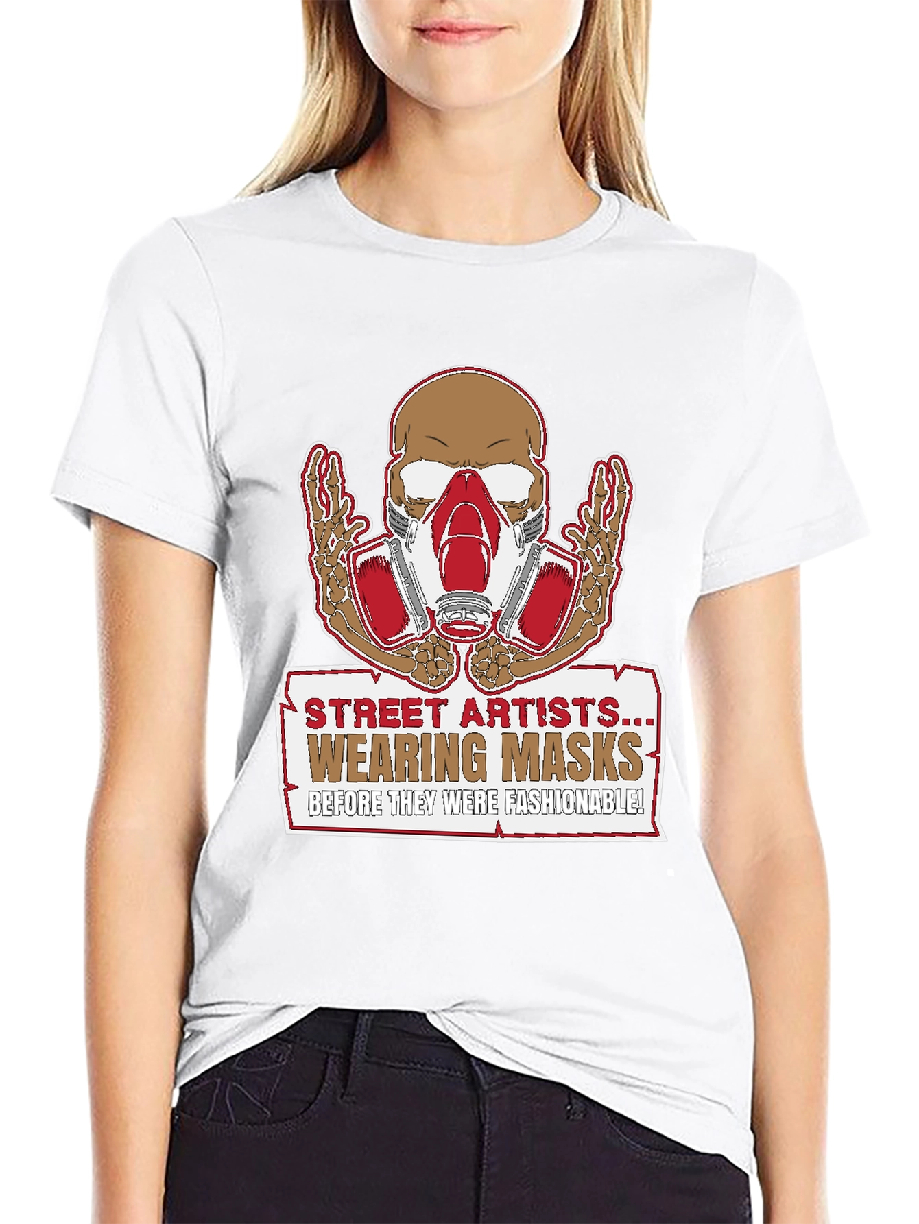 Street Artist Mask Skeleton Graphic T-Shirt