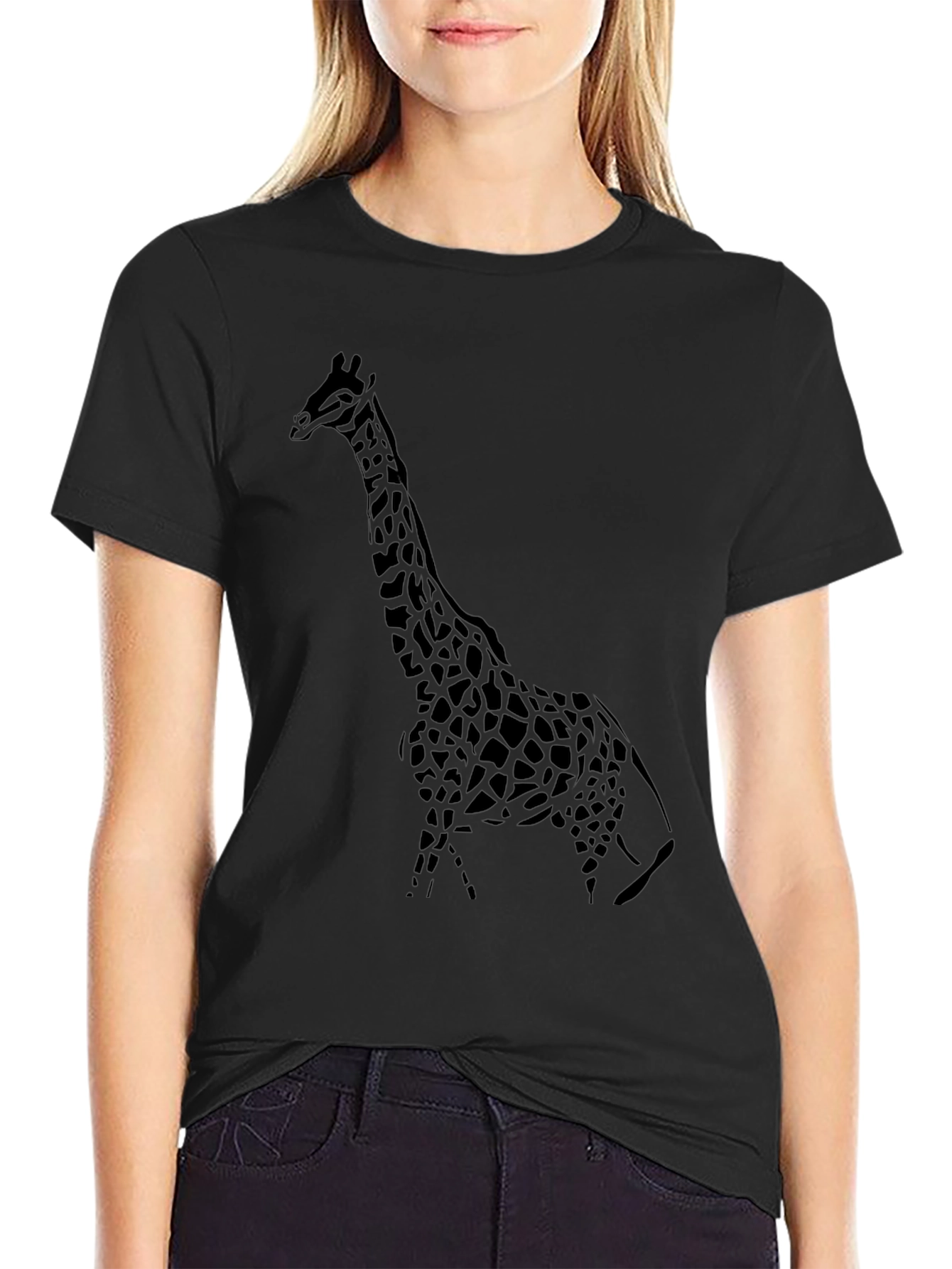Giraffe Graphic Tee - Stylish Black T-Shirt