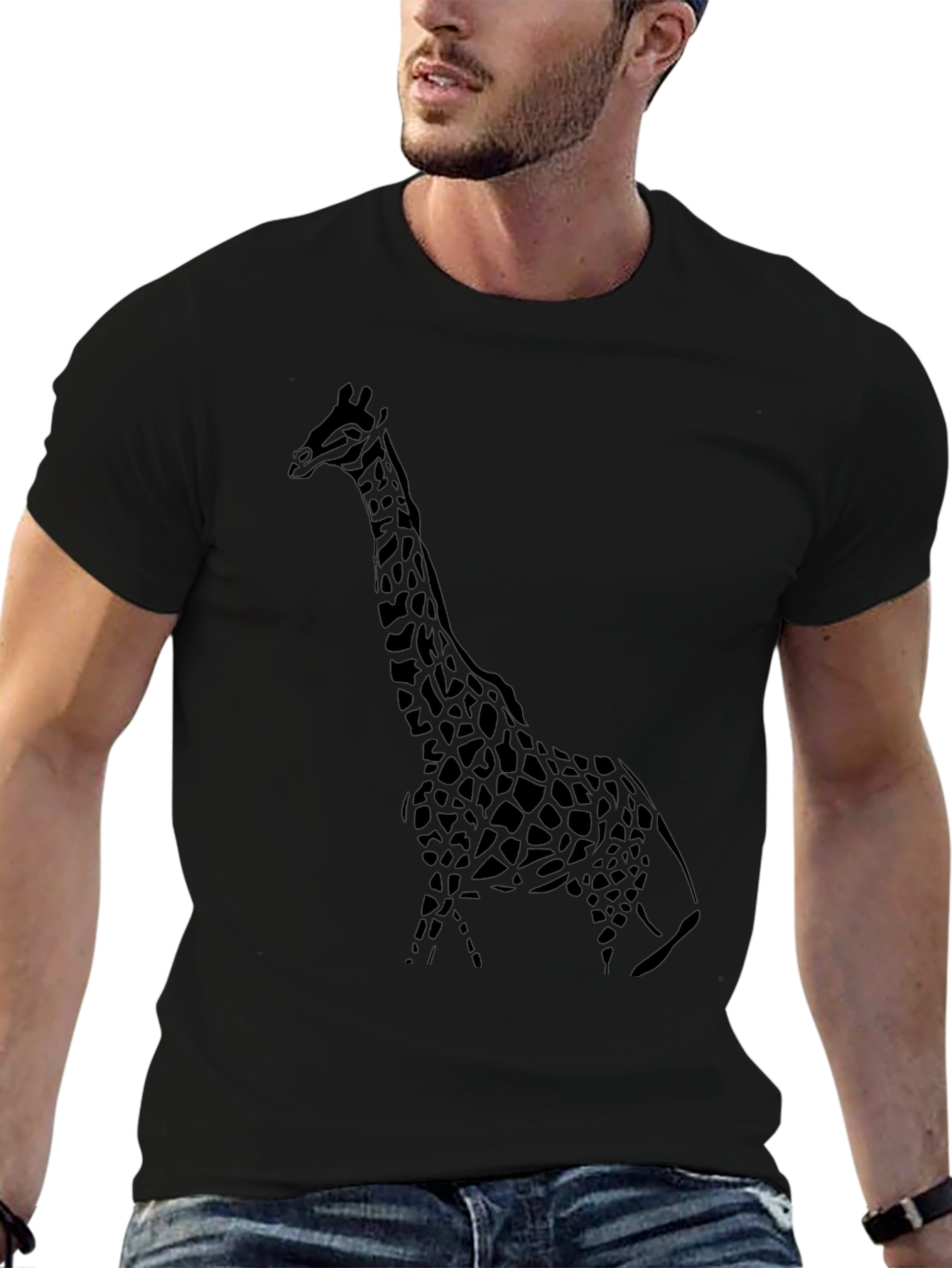 Giraffe Graphic Tee - Stylish Black T-Shirt