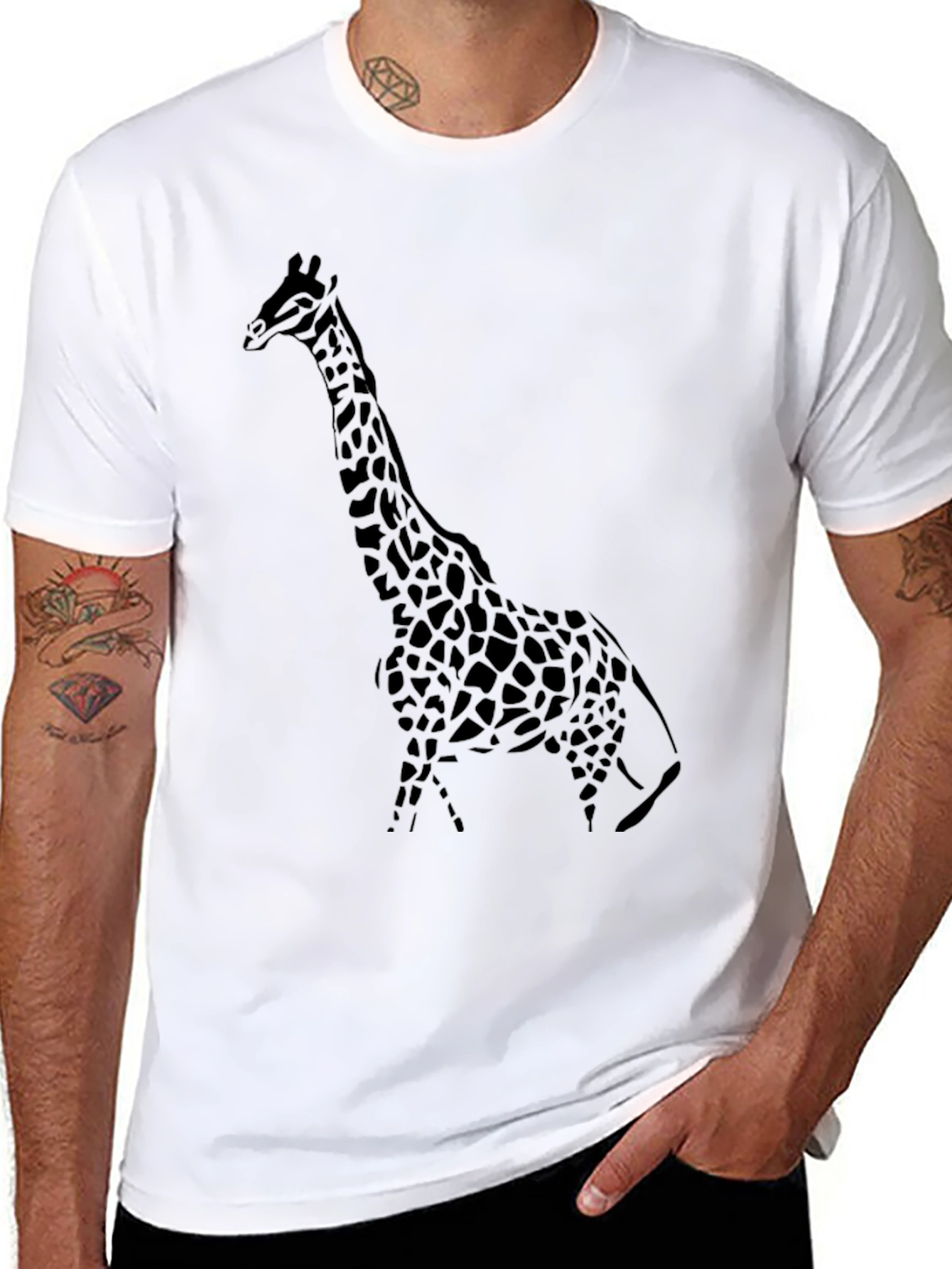 Giraffe Graphic Tee - Stylish Black T-Shirt