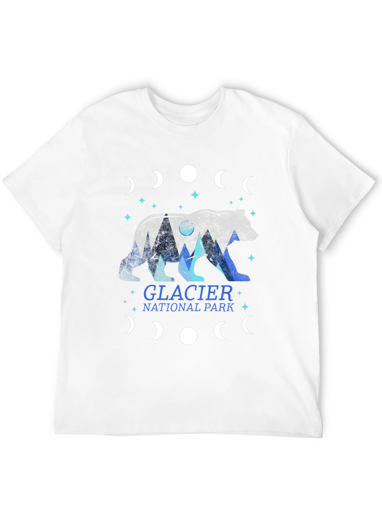 Glacier National Park Bear Moon Phase Graphic Tee