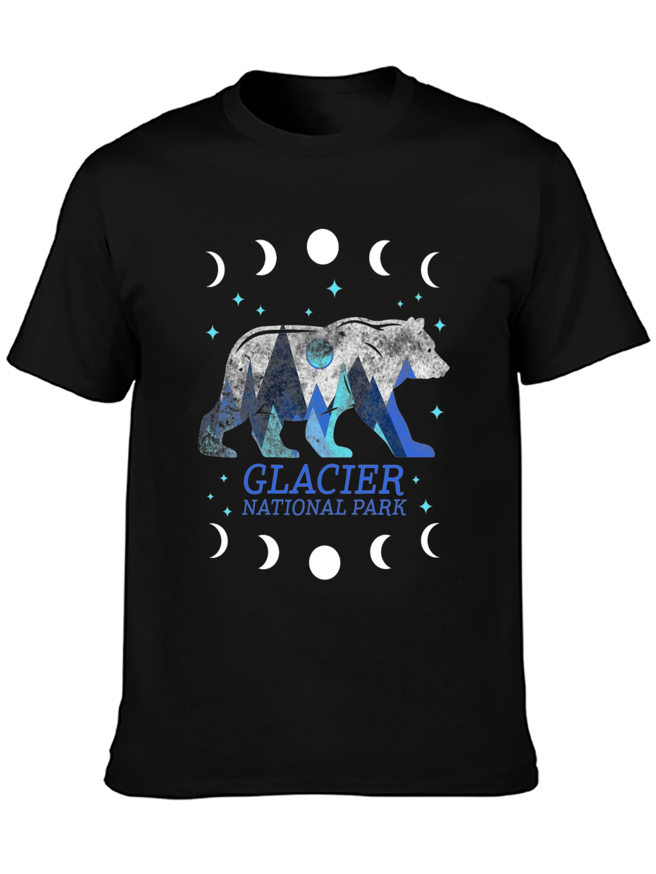 Glacier National Park Bear Moon Phase Graphic Tee