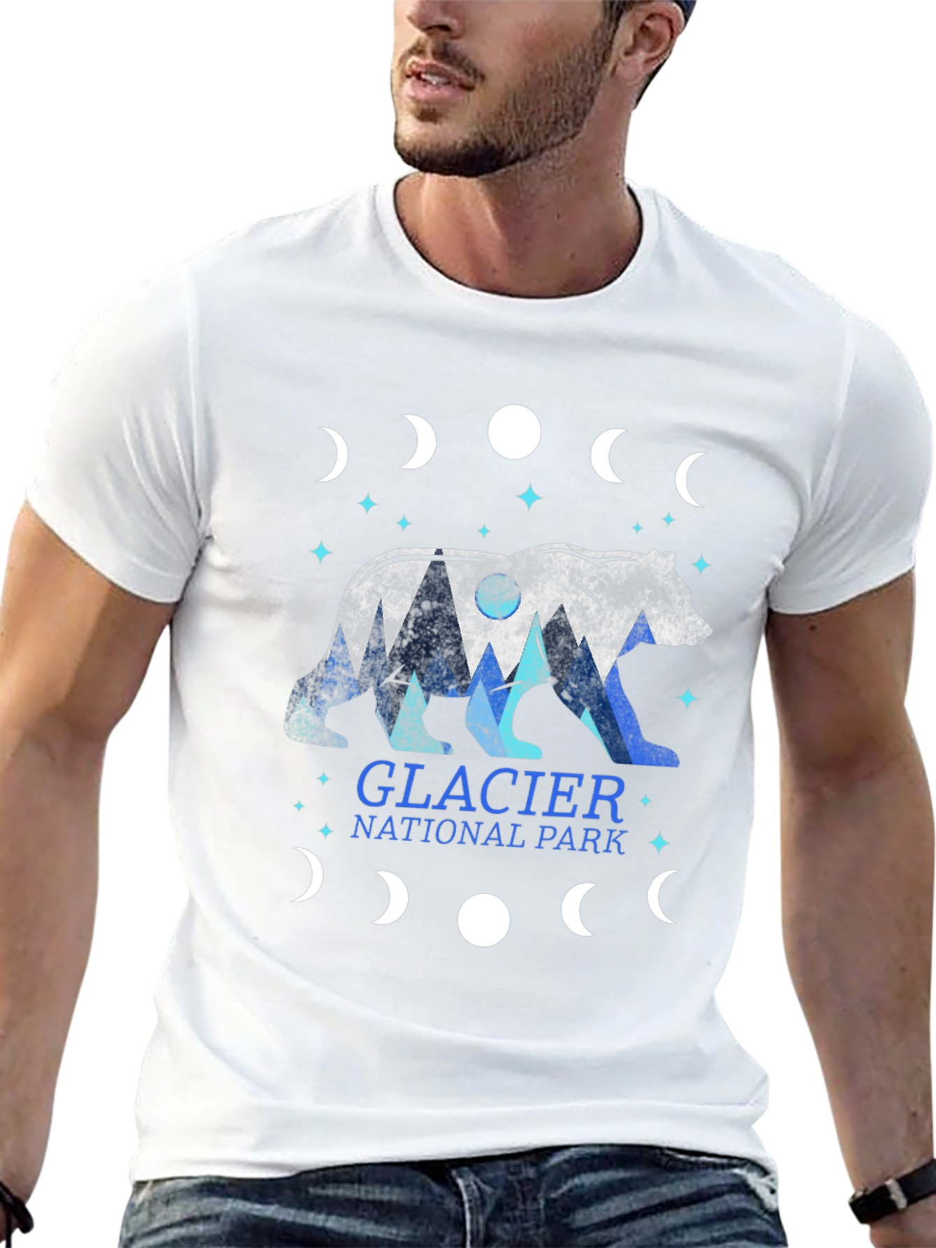 Glacier National Park Bear Moon Phase Graphic Tee