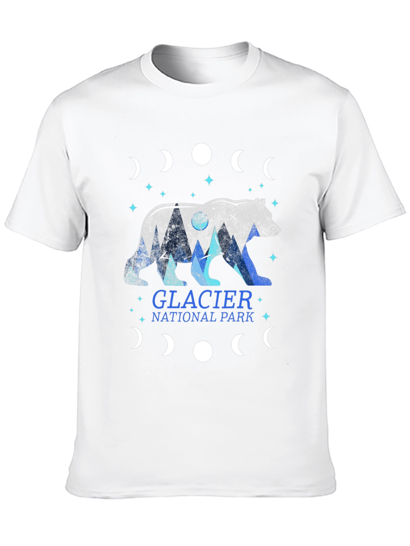 Glacier National Park Bear Moon Phase Graphic Tee