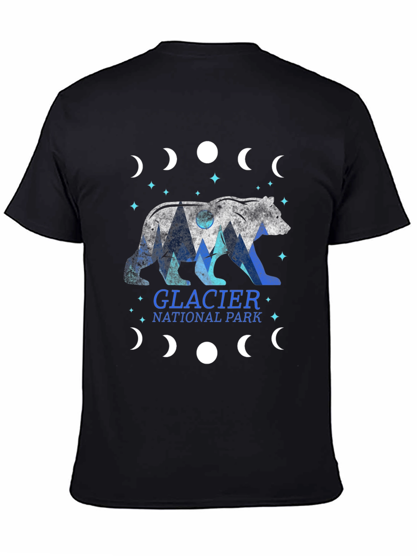 Glacier National Park Bear Moon Phase Graphic Tee
