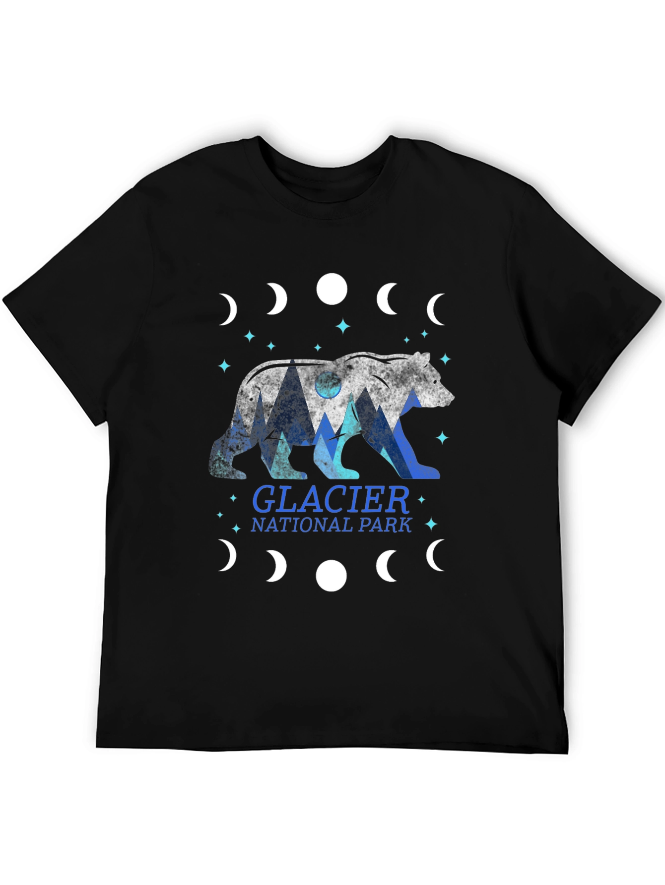 Glacier National Park Bear Moon Phase Graphic Tee