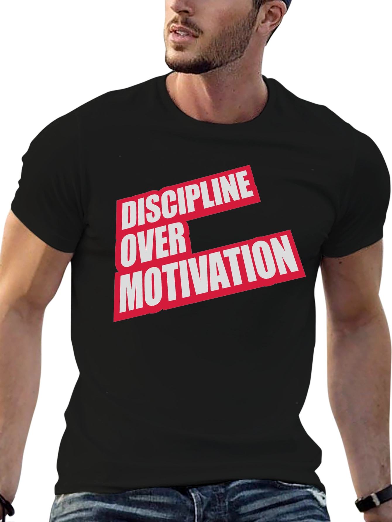 Discipline Over Motivation Graphic Tee - Mens Black T-Shirt