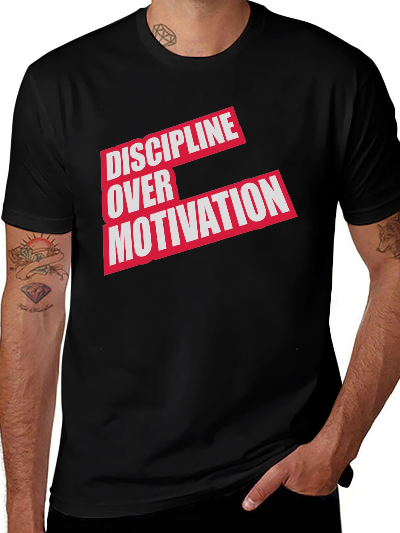 Discipline Over Motivation Graphic Tee - Mens Black T-Shirt
