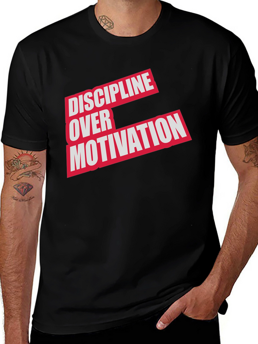 Discipline Over Motivation Graphic Tee - Mens Black T-Shirt