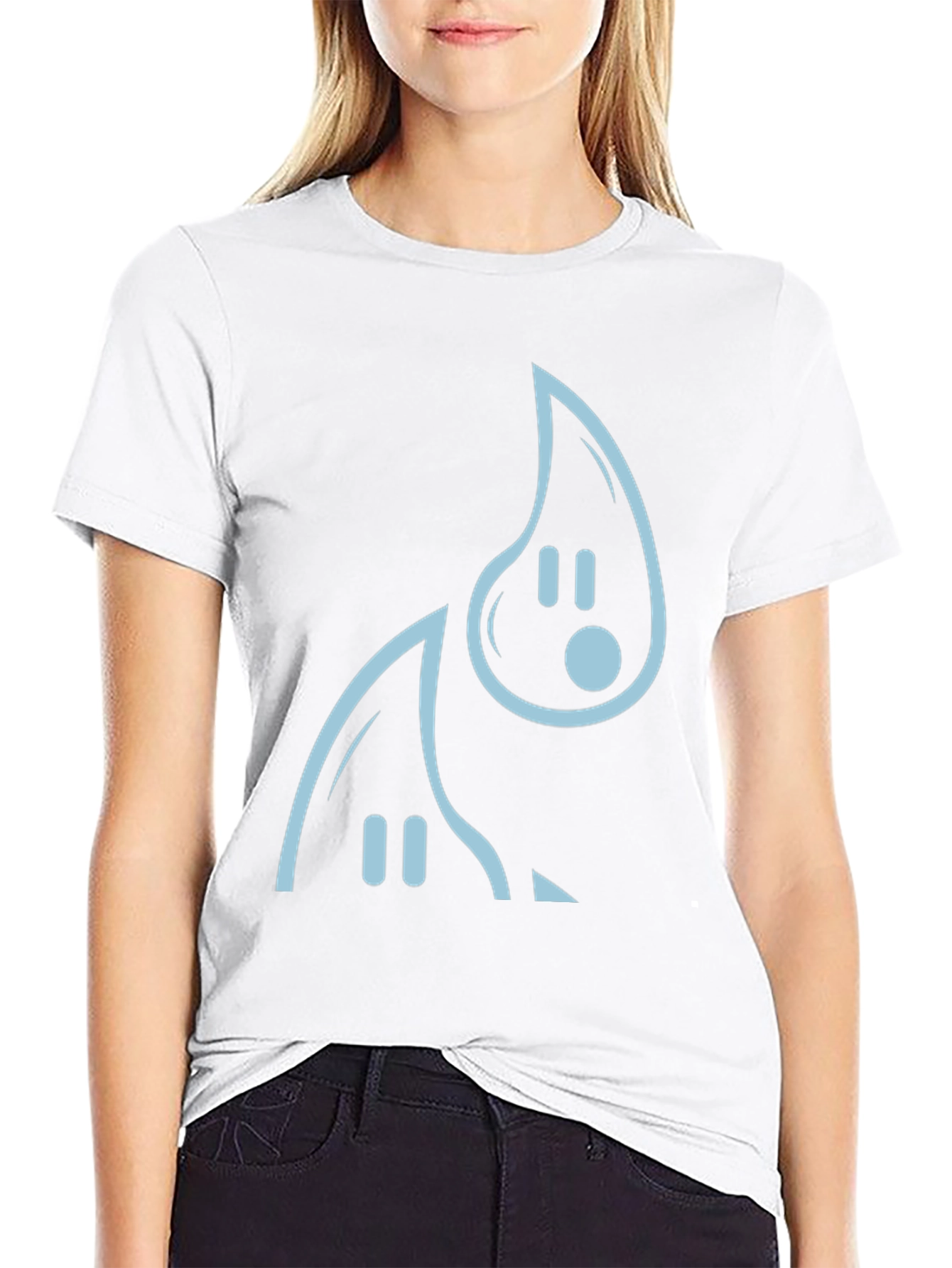 Minimalist Ghost Graphic T-Shirt - Black