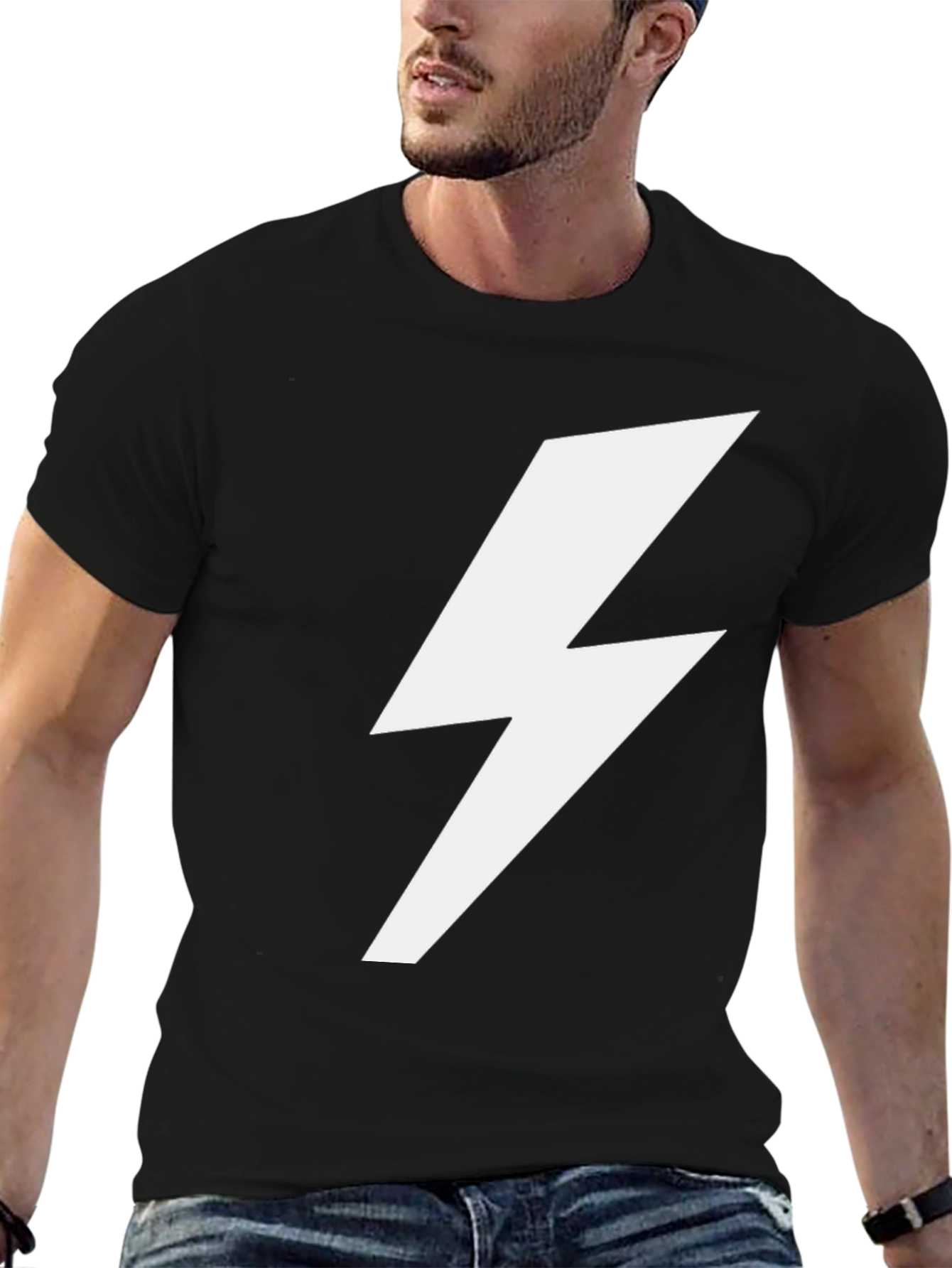 Lightning Bolt Graphic Tee - Black