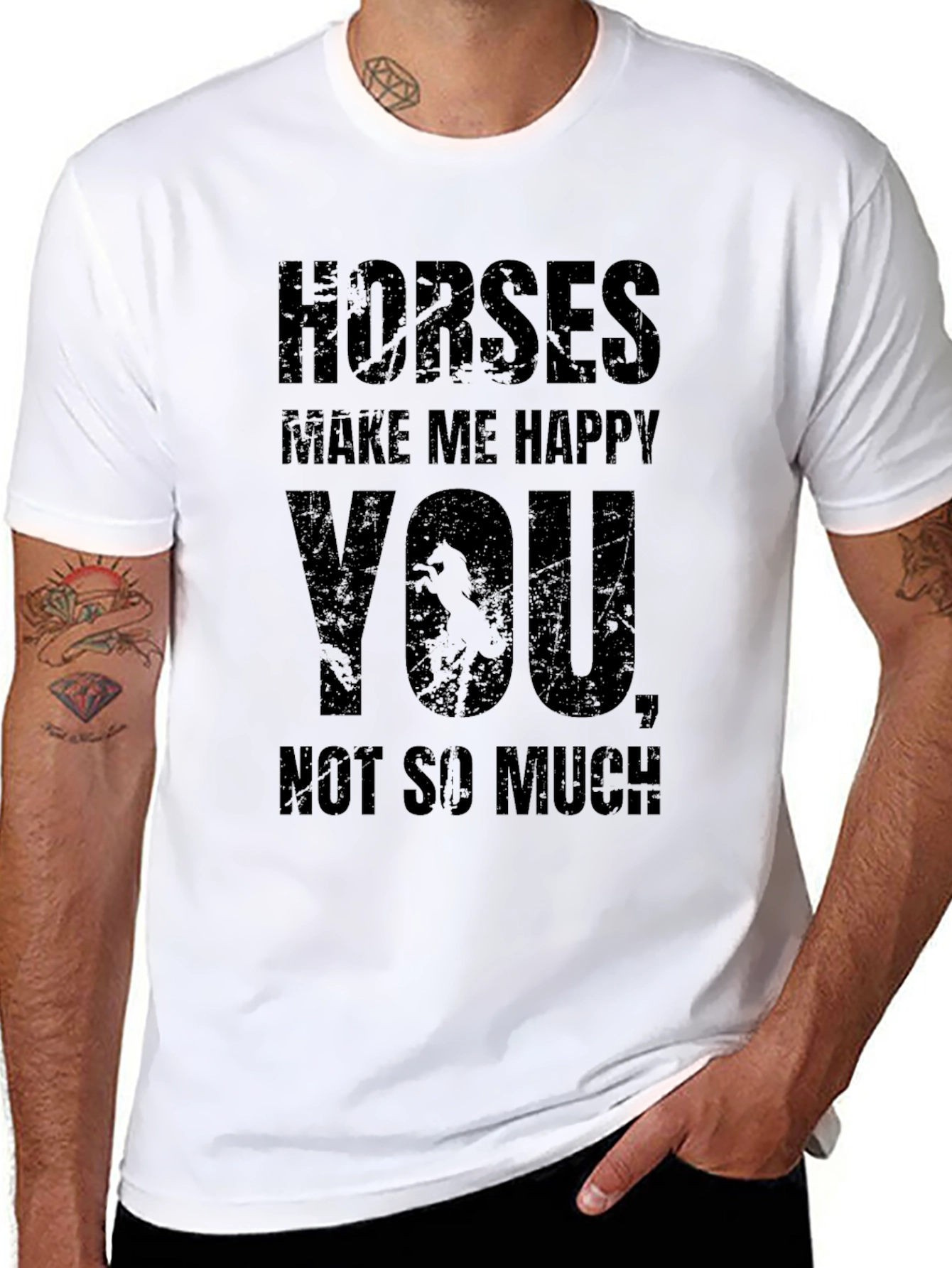 Horses Make Me Happy T-Shirt Funny Equestrian Tee