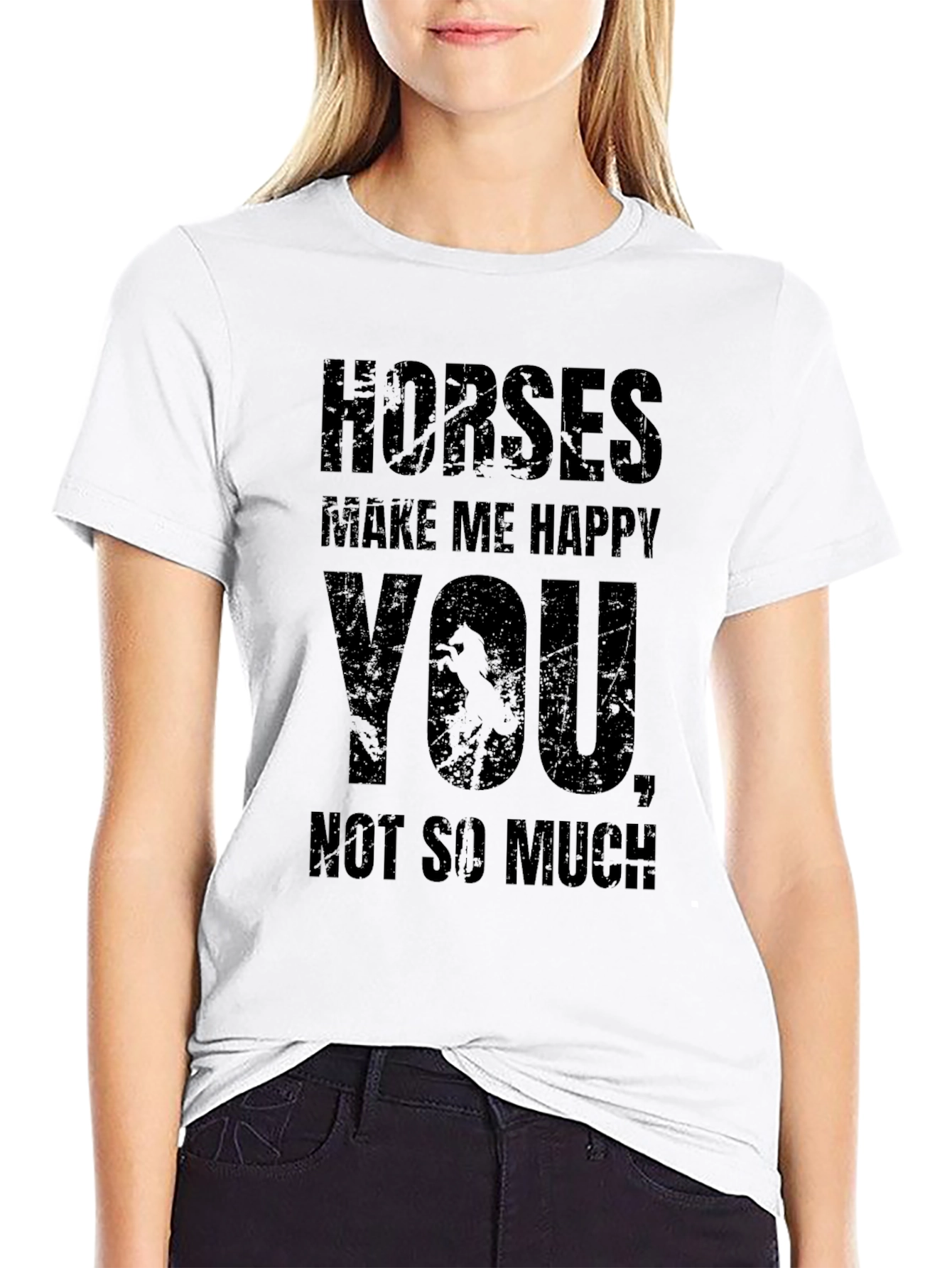 Horses Make Me Happy T-Shirt Funny Equestrian Tee