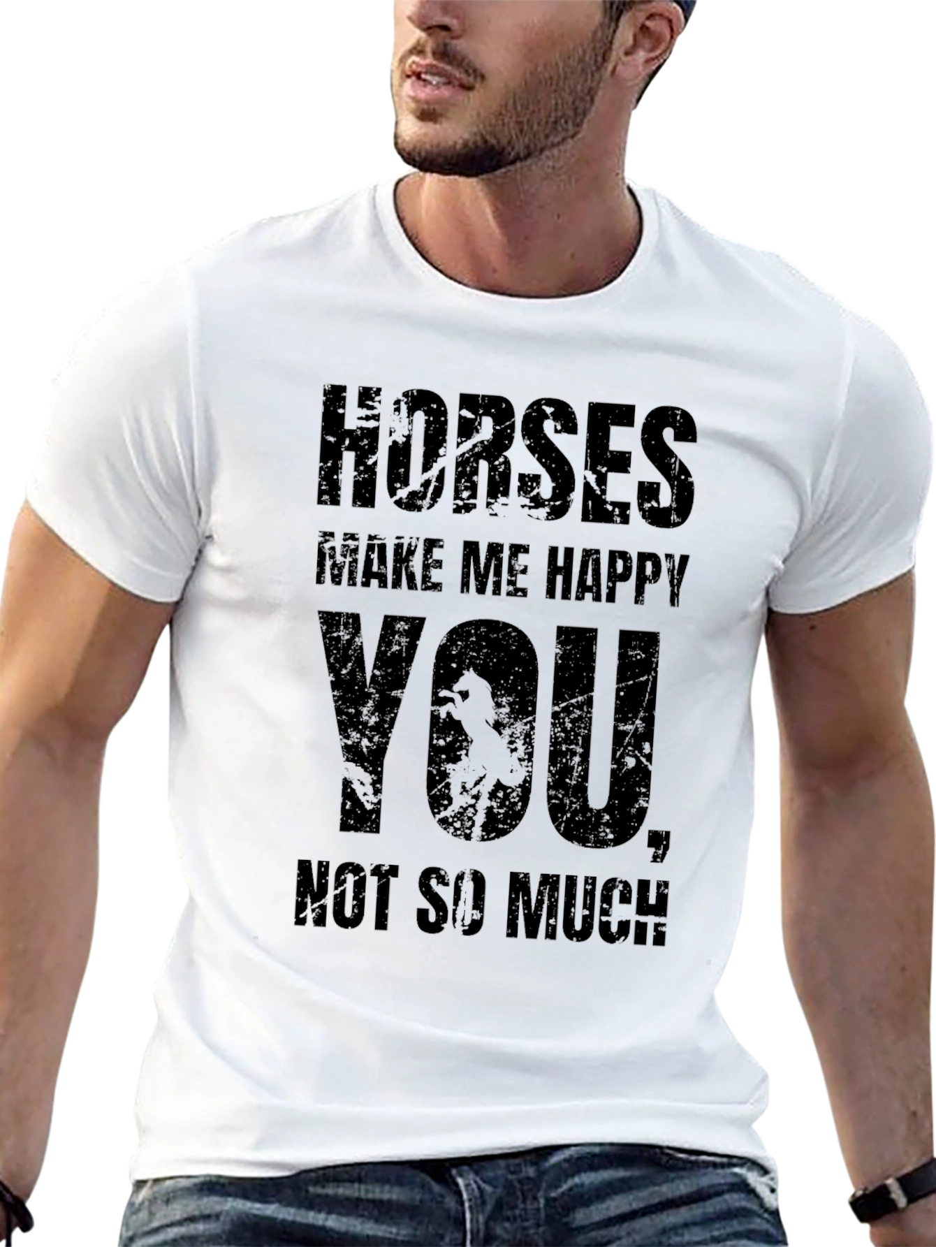Horses Make Me Happy T-Shirt Funny Equestrian Tee