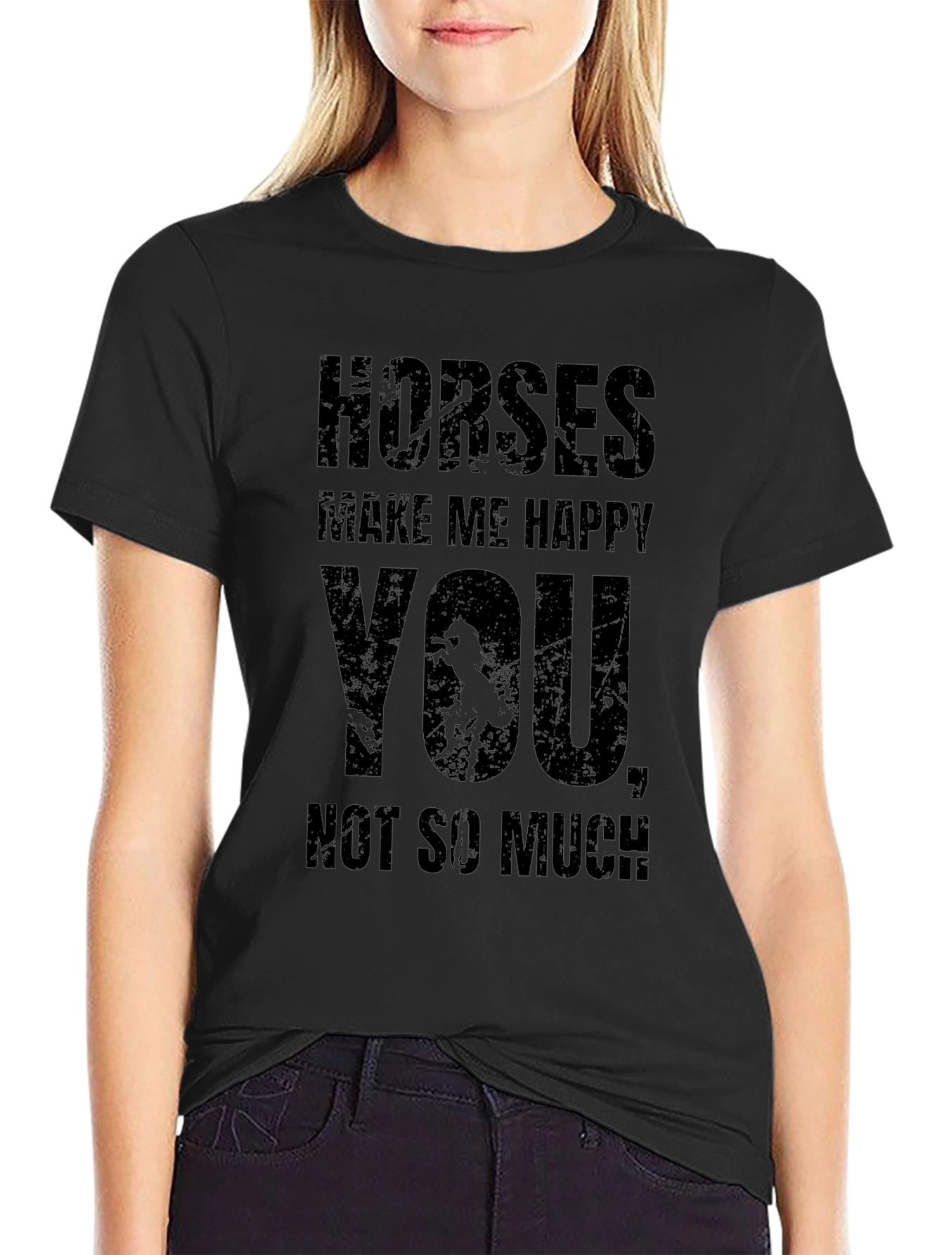 Horses Make Me Happy T-Shirt Funny Equestrian Tee