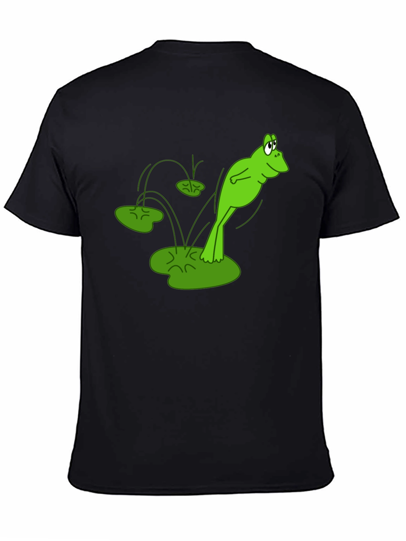 Frog Jumping Lily Pads Graphic Tee - Black