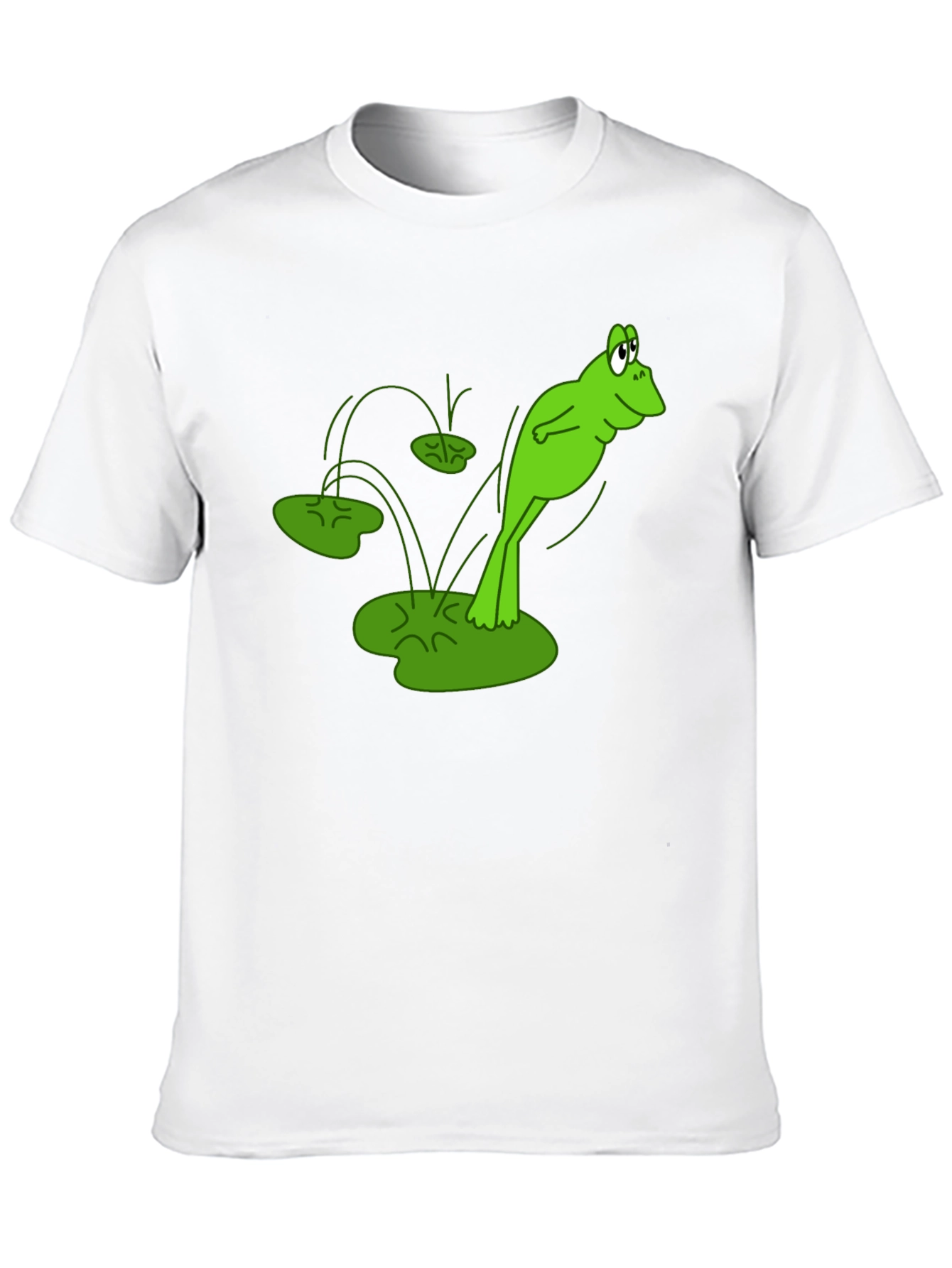 Frog Jumping Lily Pads Graphic Tee - Black